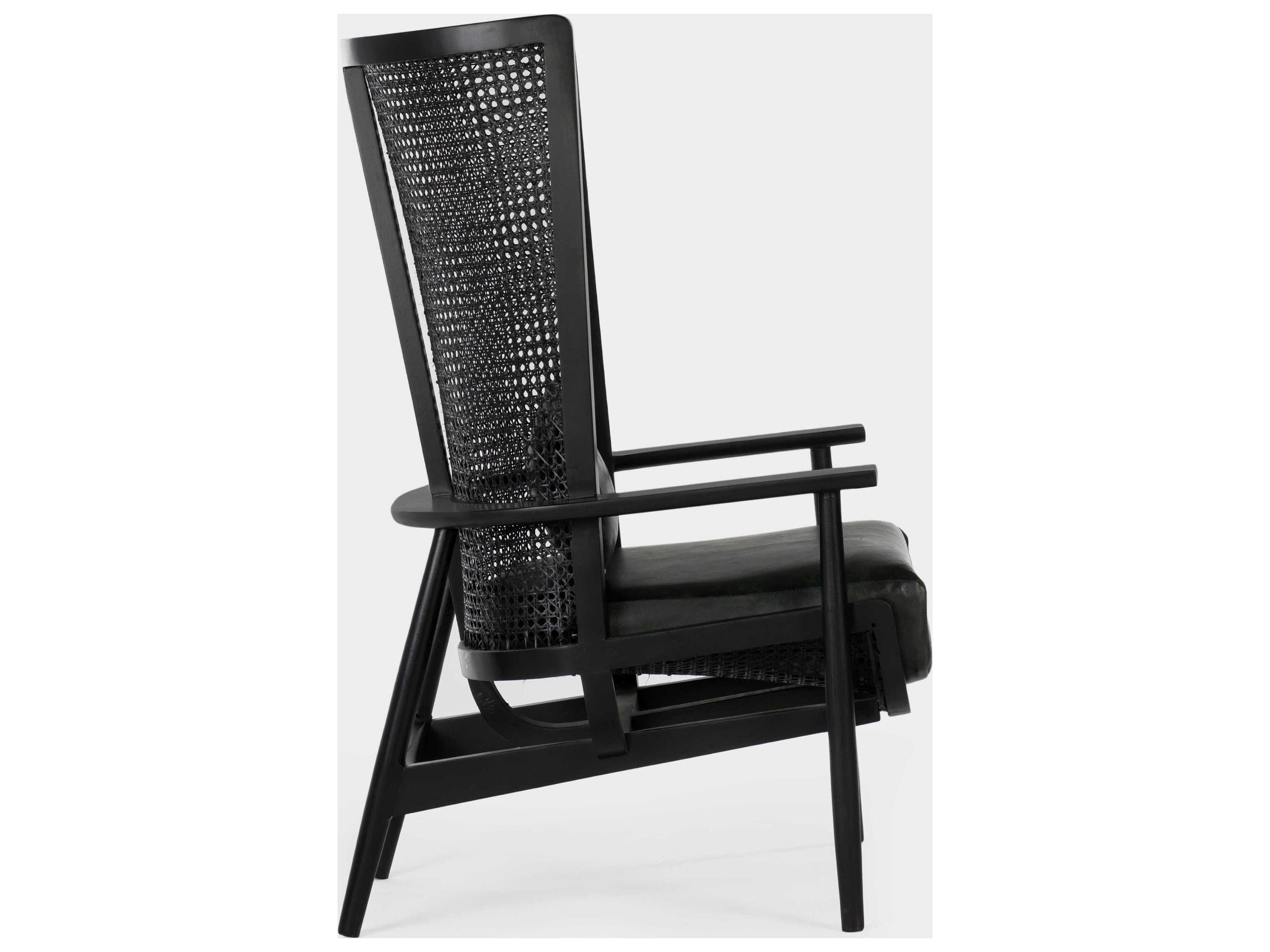 Union Home Wingman Black Leather Accent Chair