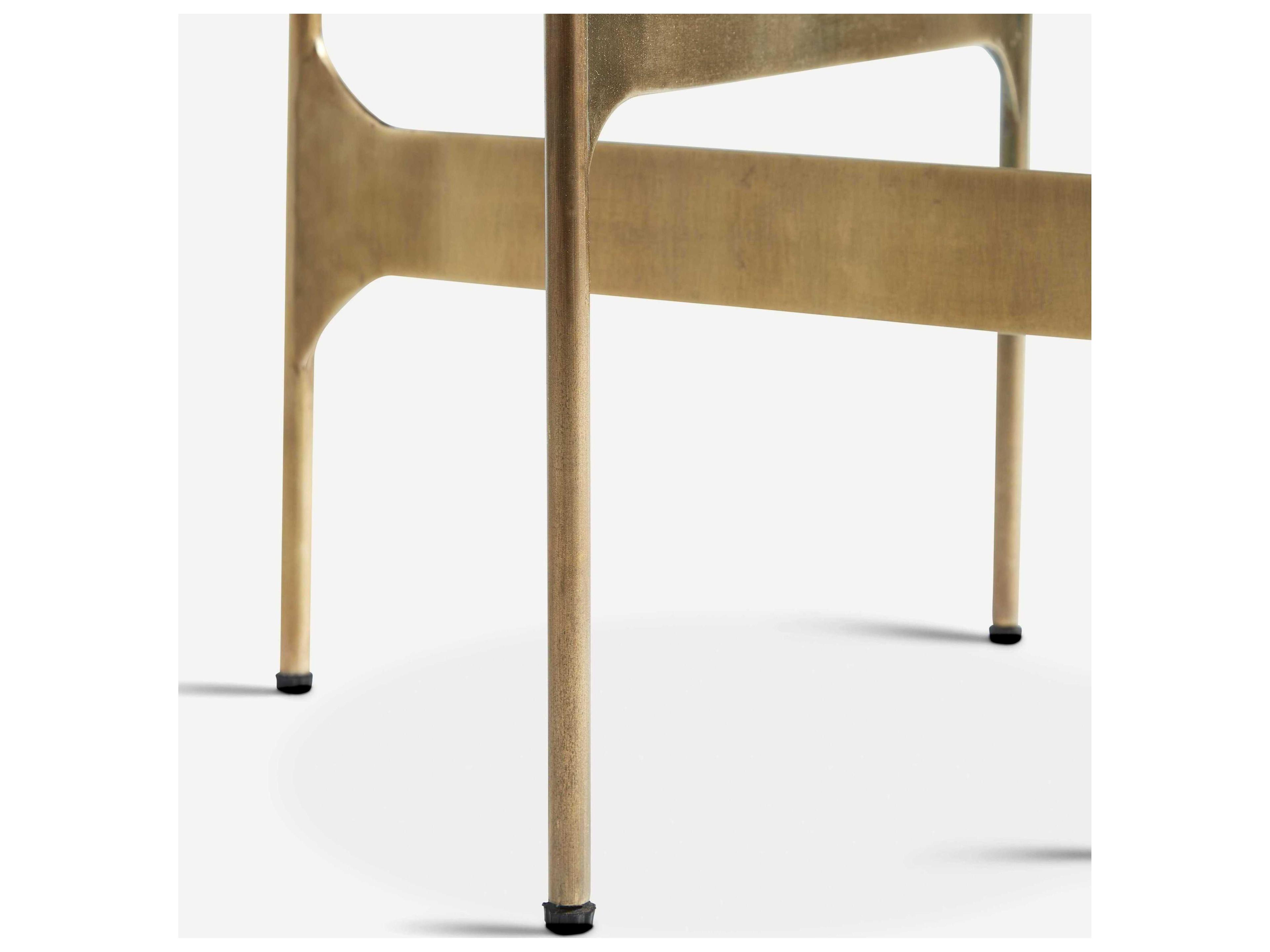 Union Home Constellation Round Wood Charcoal And Antique Brass End Table