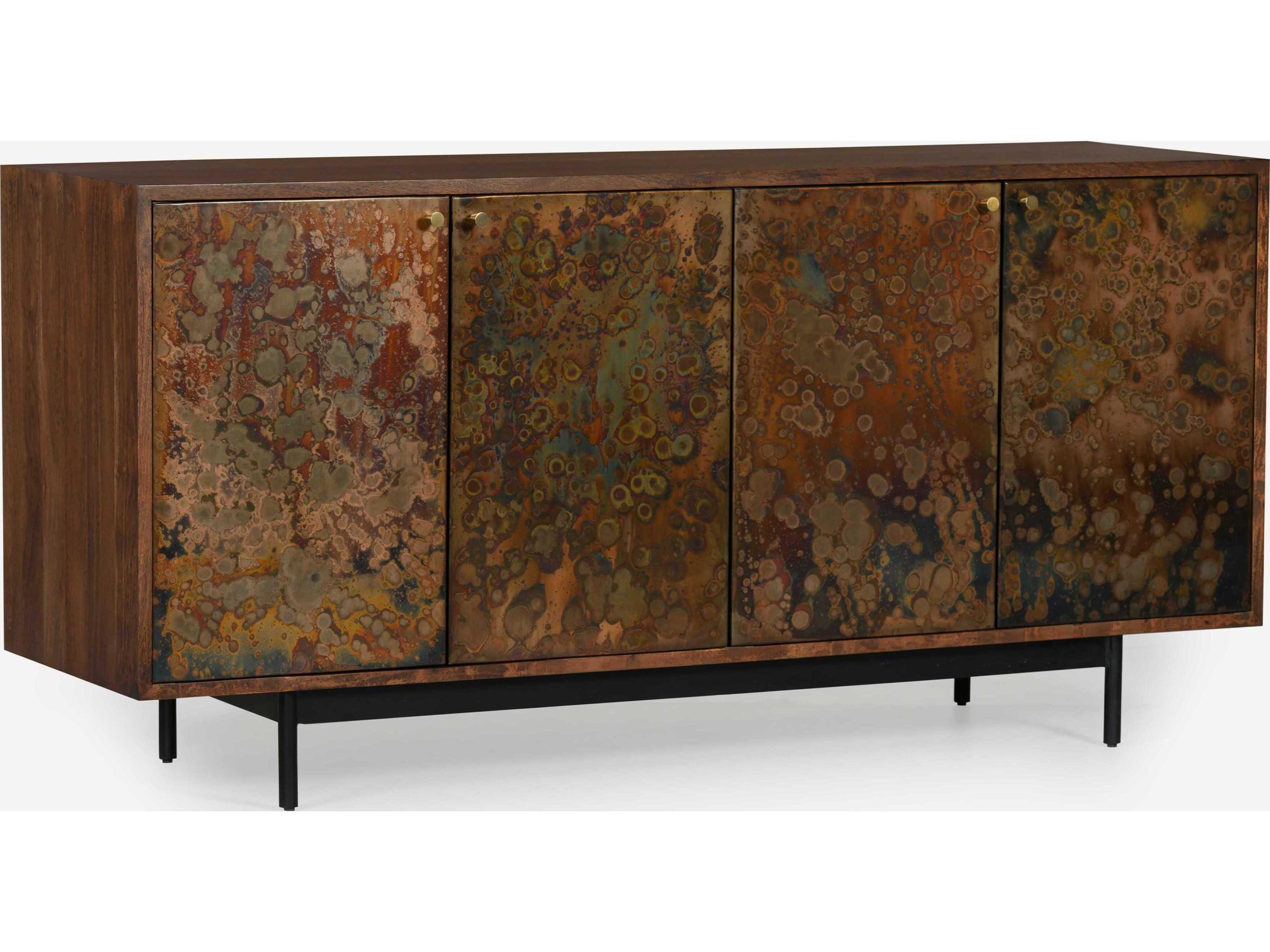 Mod 69" Acacia Wood Porto Dark Powder Coat And Reactive Sideboard