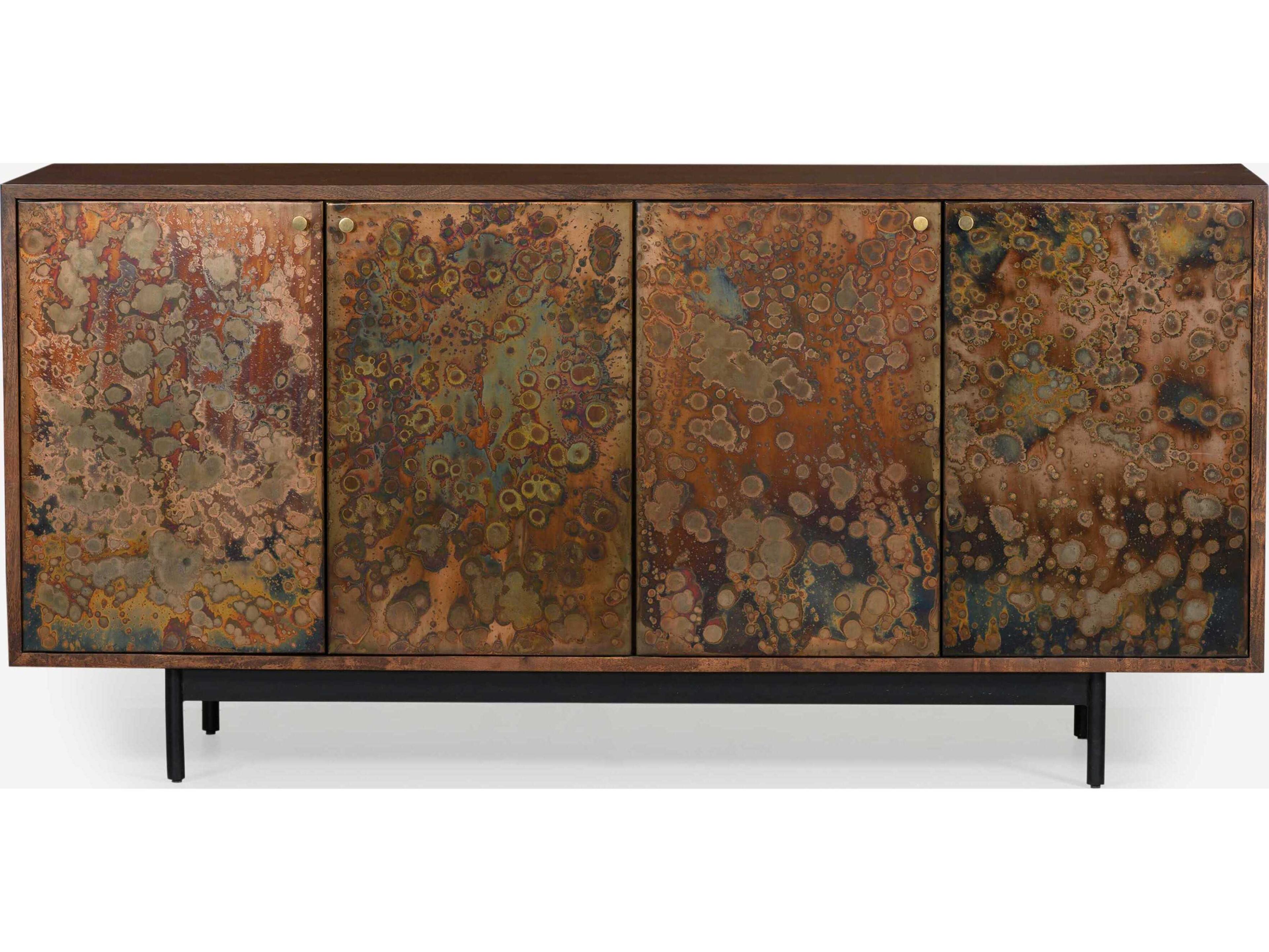 Union Home Mod 69" Acacia Wood Porto Dark Powder Coat And Reactive Sideboard