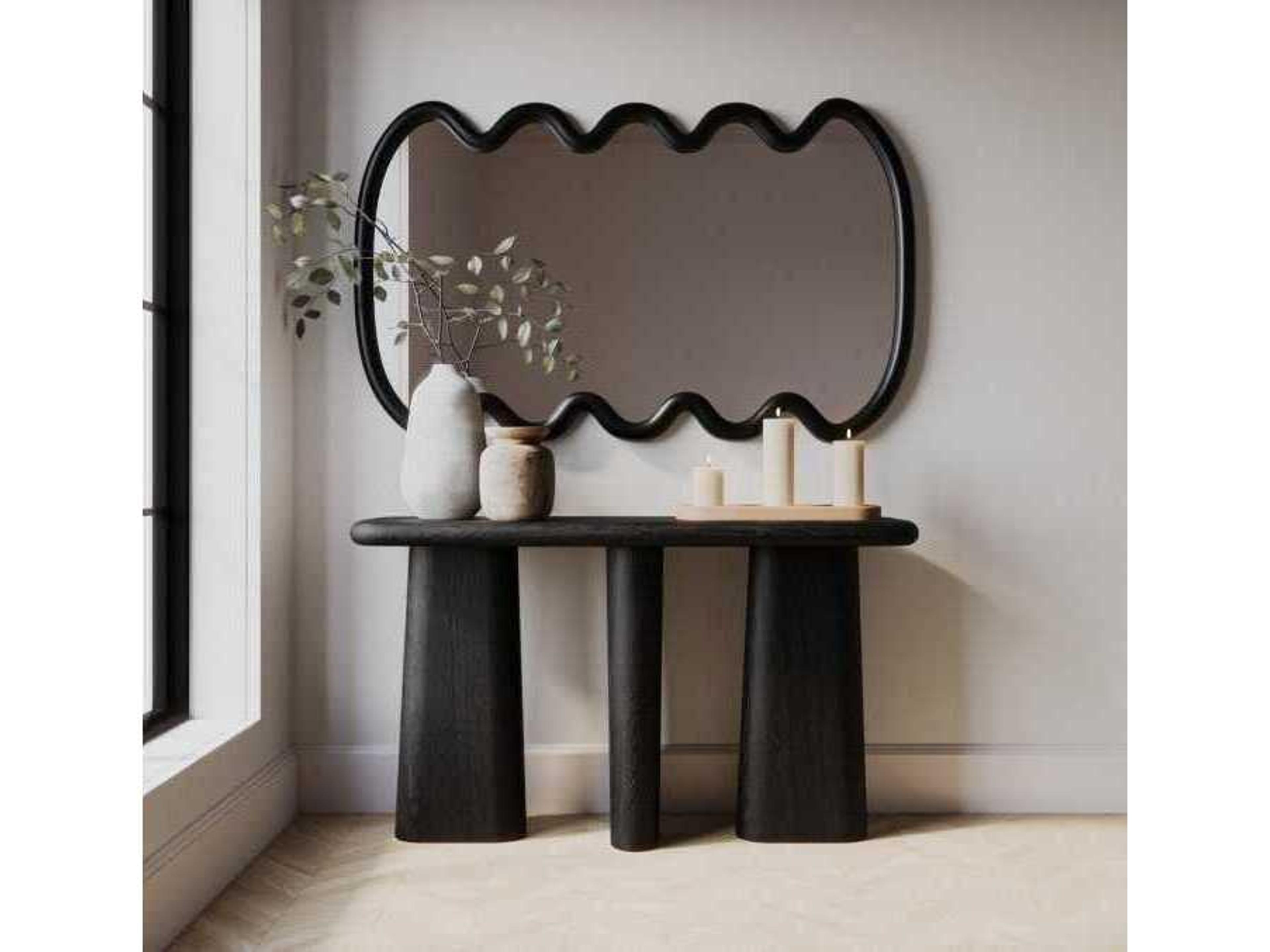 Laurel Rectangular Wood Console Table with Mirror