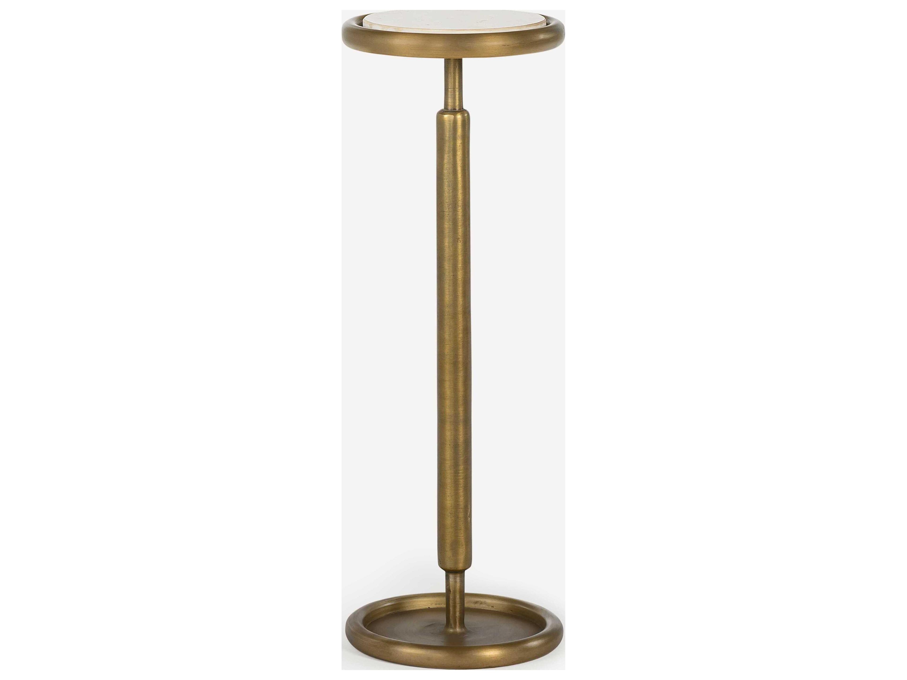 Ringo Round Marble Antique Brass End Table