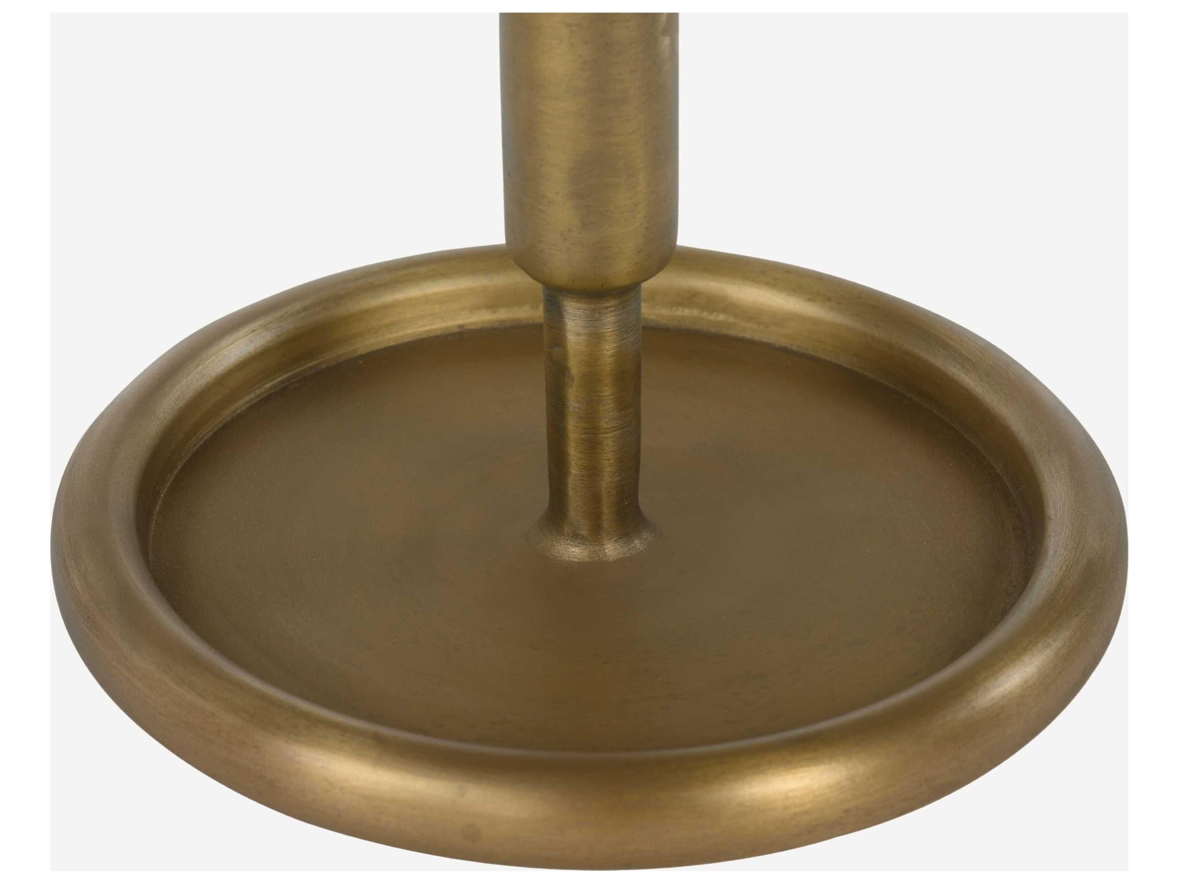 Union Home Ringo Round Marble Antique Brass End Table