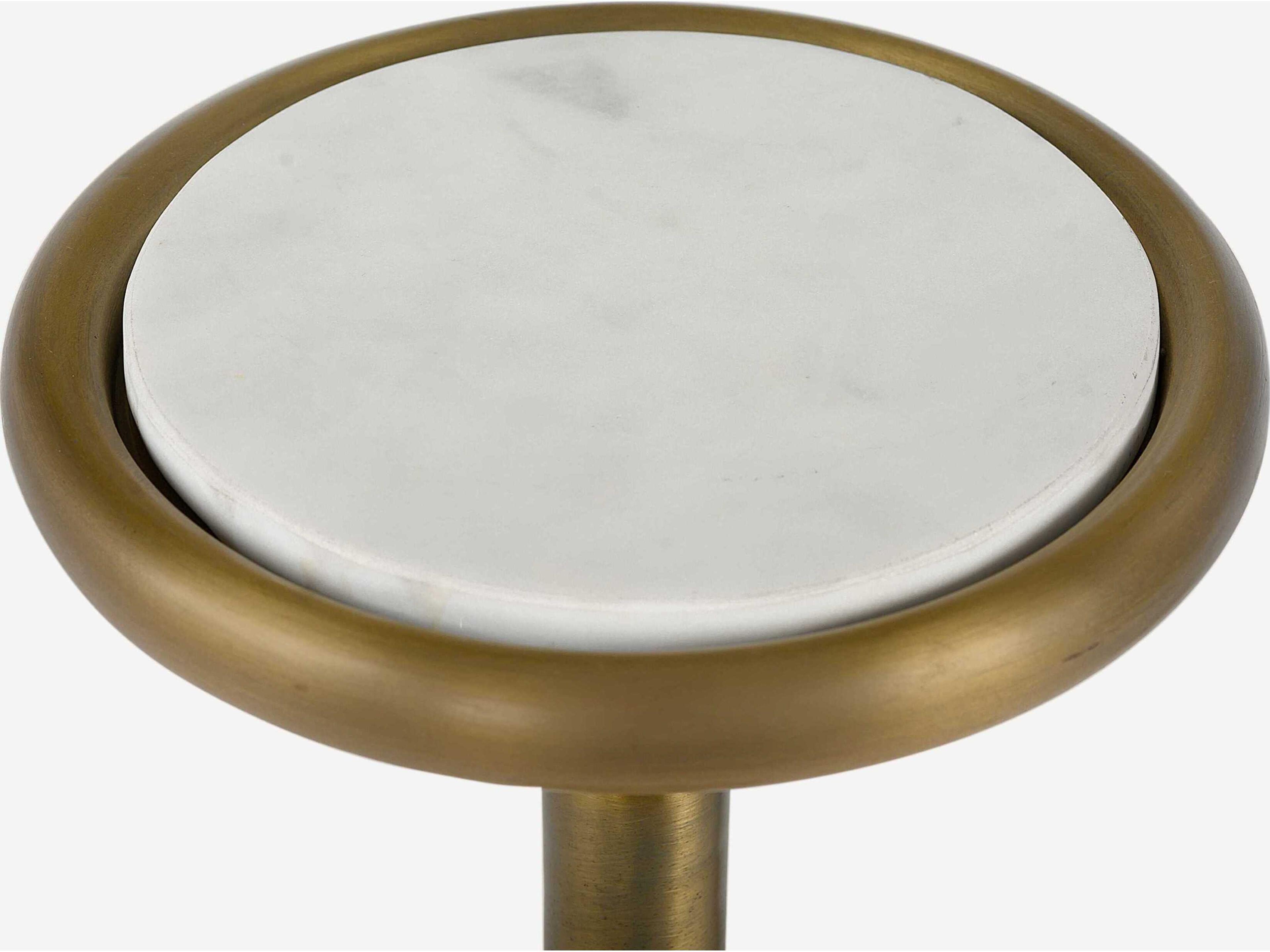 Union Home Ringo Round Marble Antique Brass End Table