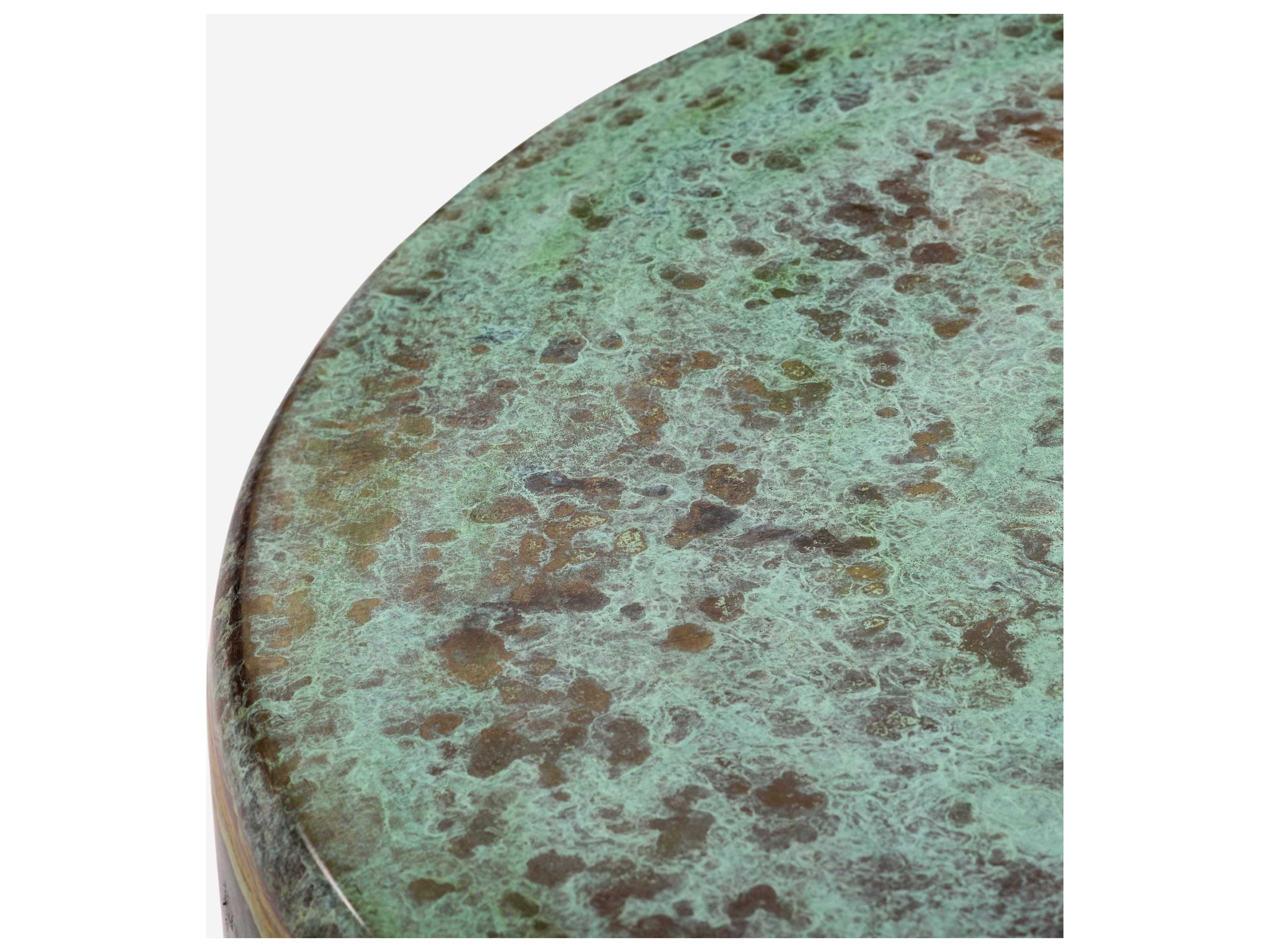 Union Home Moon Round Metal Green Patina Coffee Table