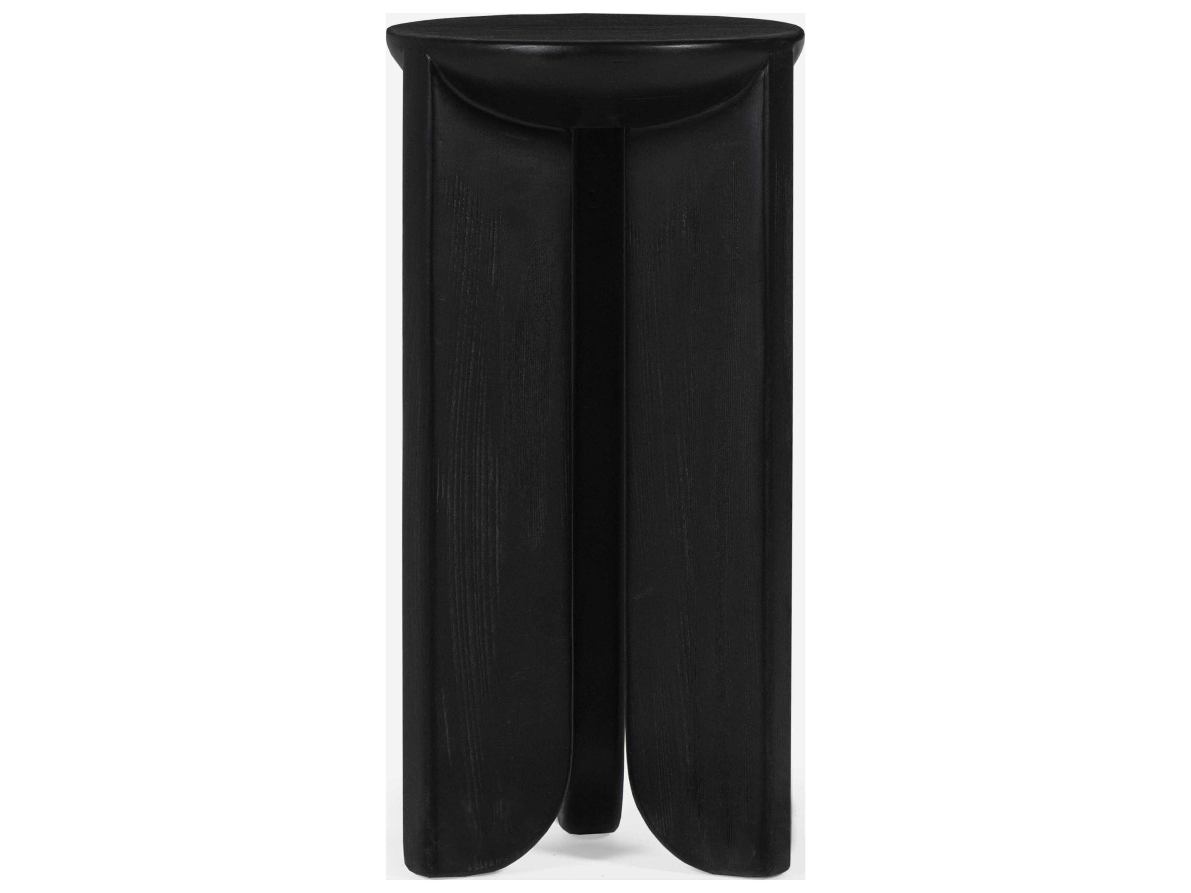 Union Home Hemi Round Wood Charcoal End Table