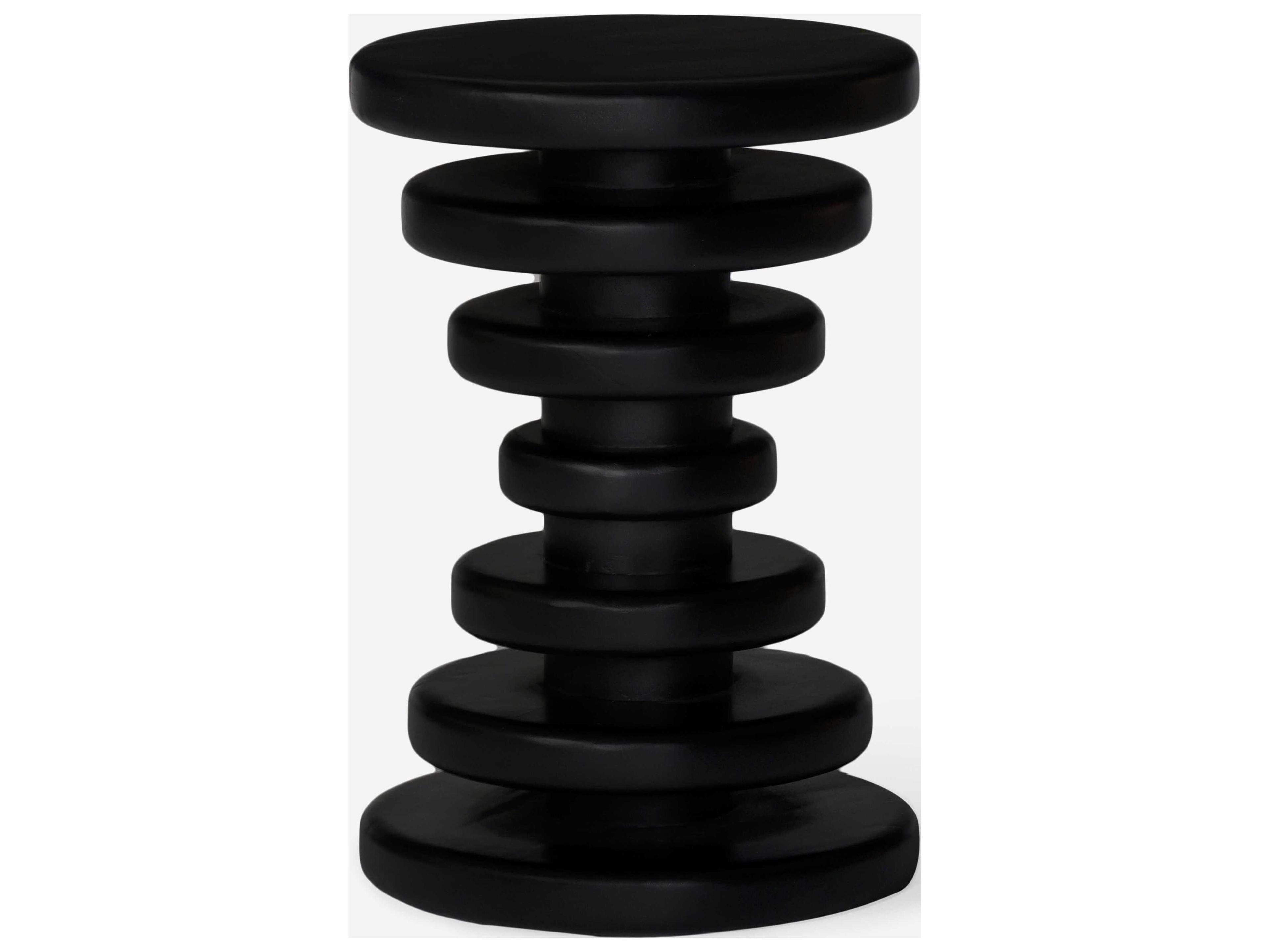 Strata Round Wood Charcoal End Table
