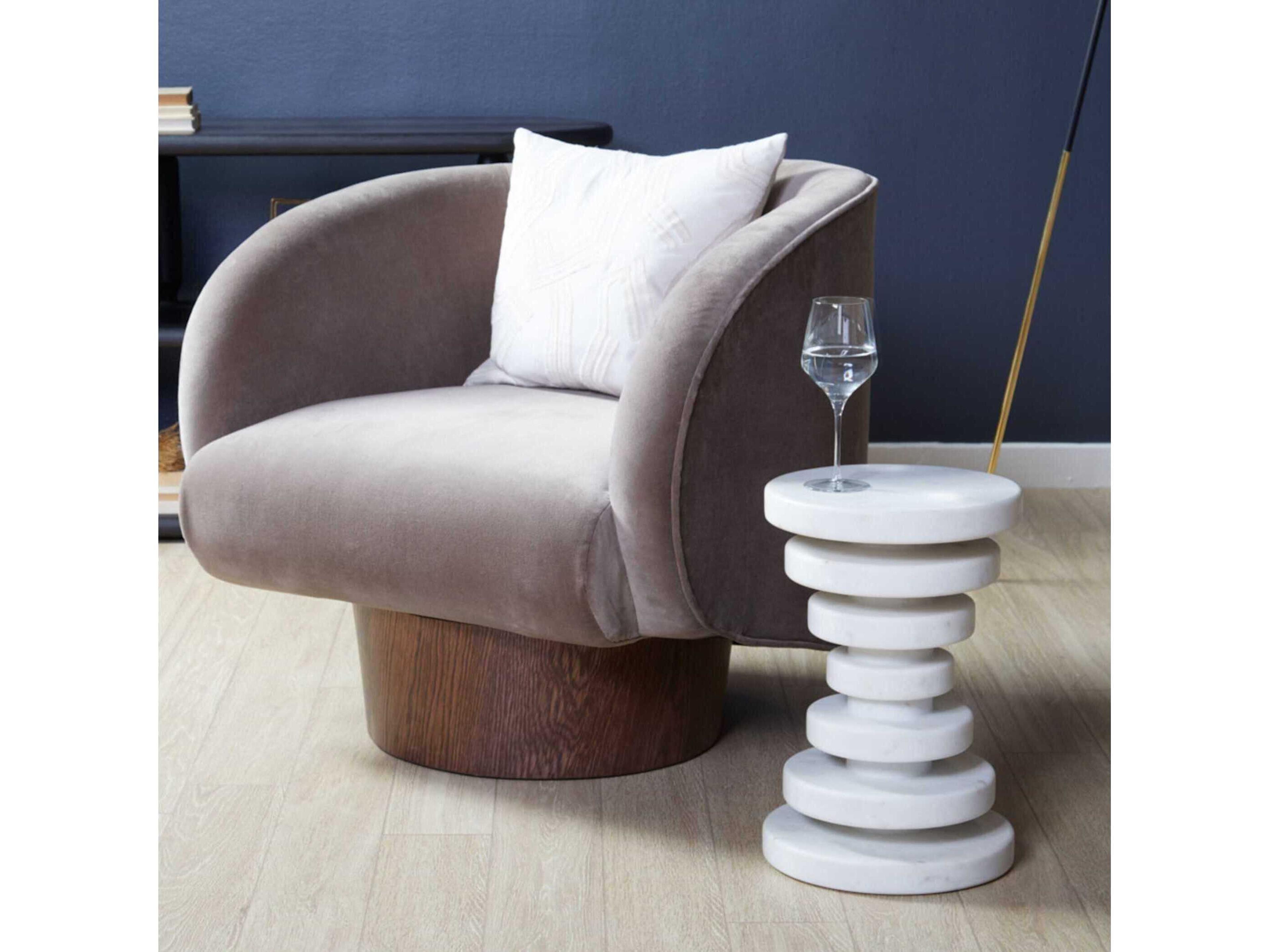 Union Home Strata Round Wood White Wash End Table