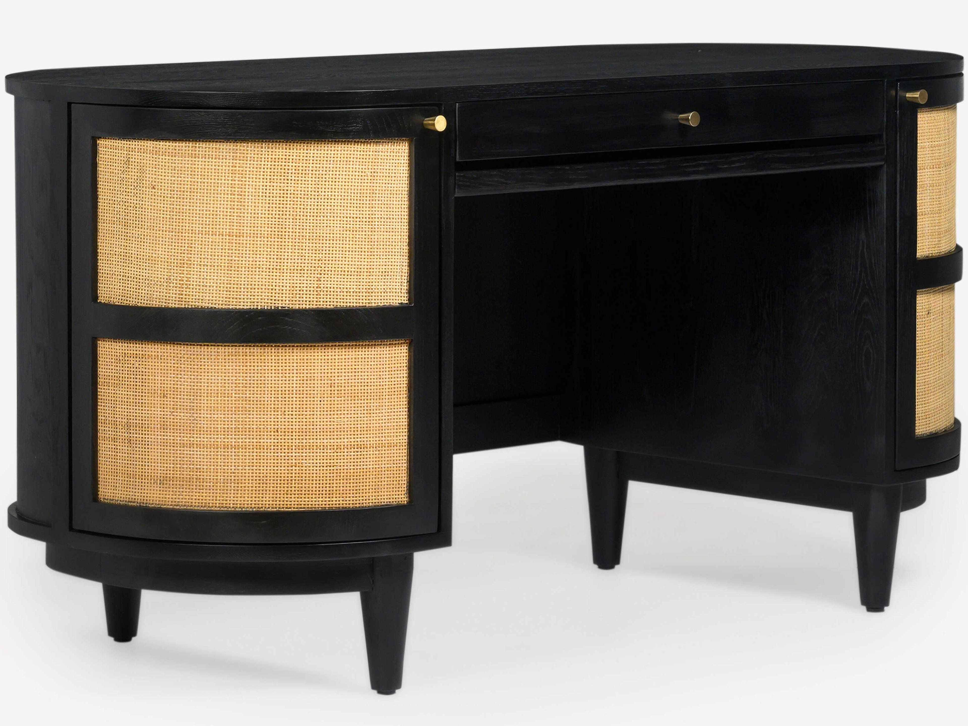 Canggu Charcoal Black Oak Wood Writing Desk