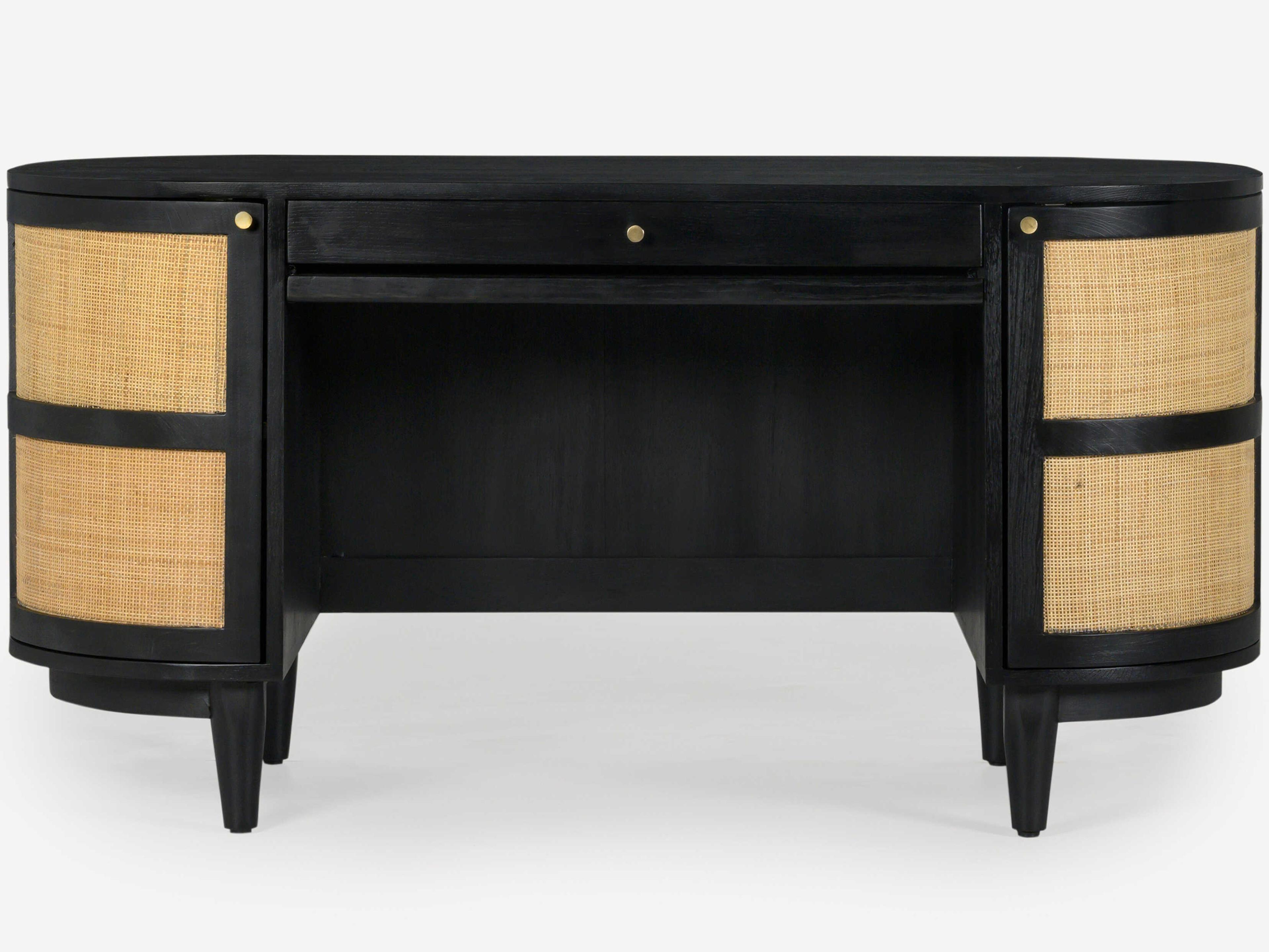 Union Home Canggu Charcoal Black Oak Wood Writing Desk