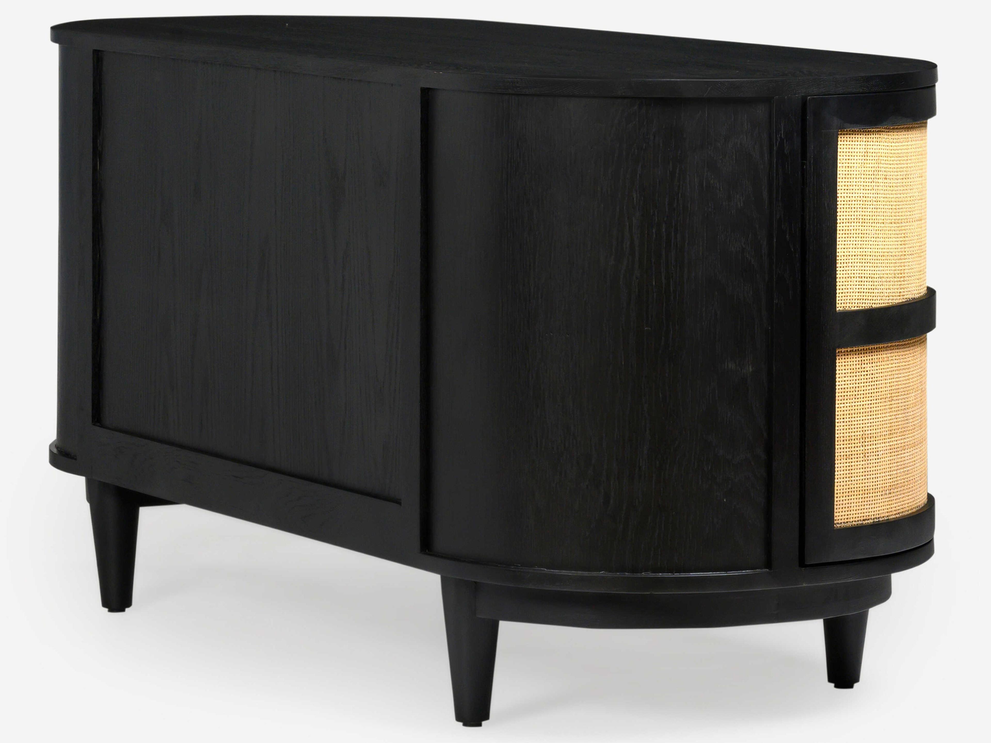 Union Home Canggu Charcoal Black Oak Wood Writing Desk