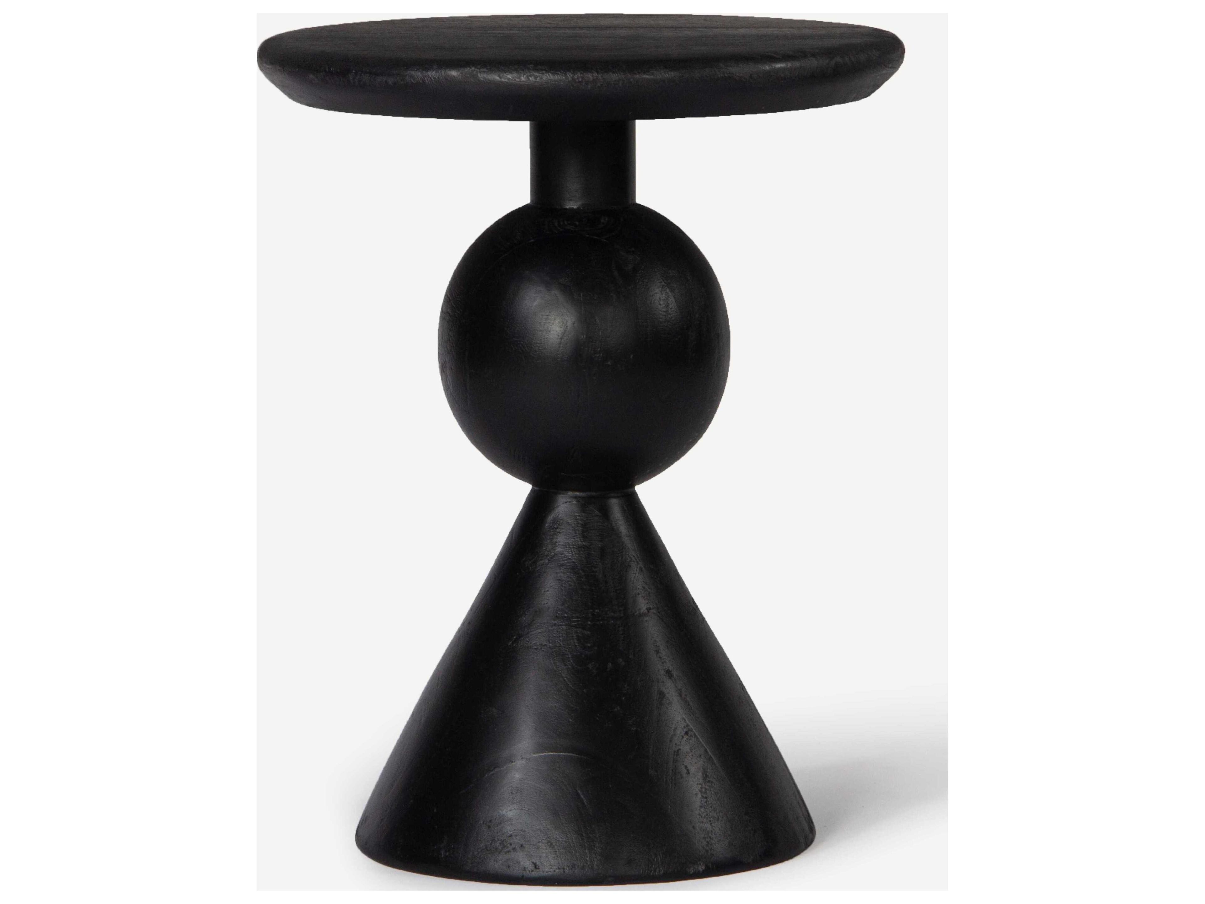 Kebab Round Wood Charcoal End Table