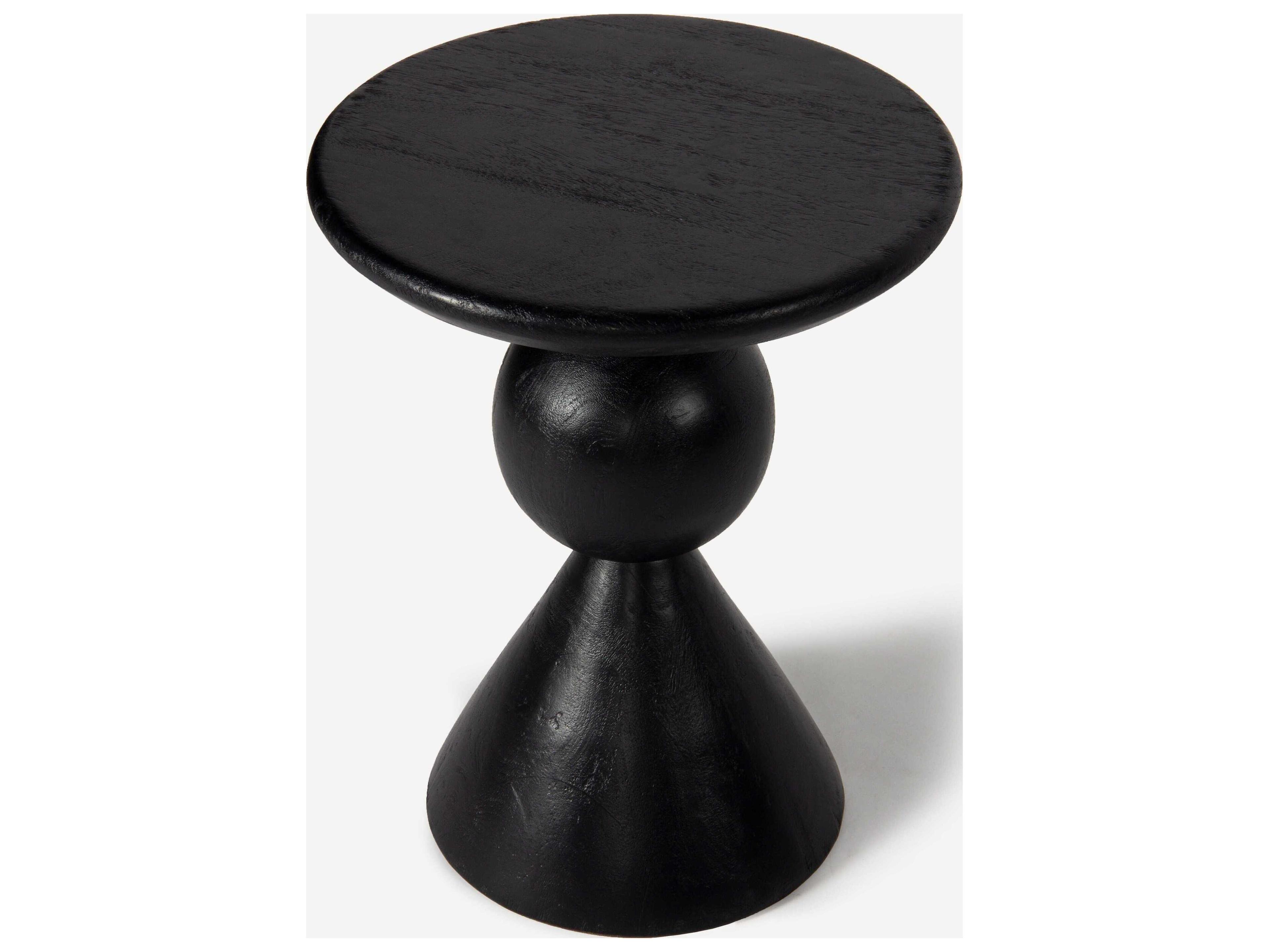 Union Home Kebab Round Wood Charcoal End Table