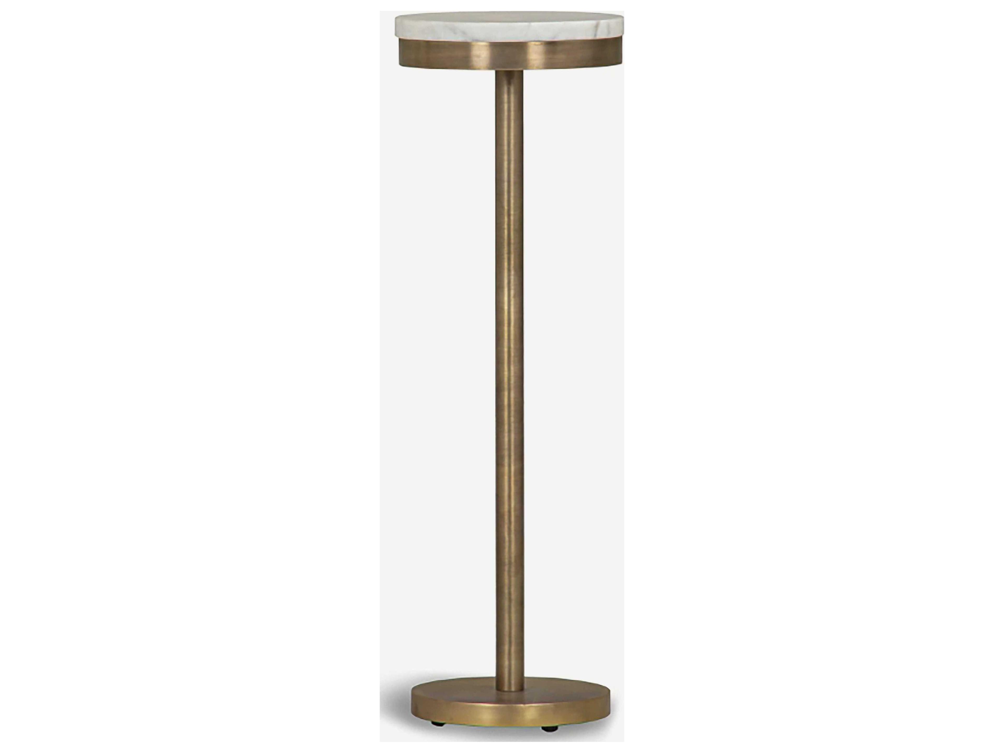 Shay Round Marble White Antique Brass End Table