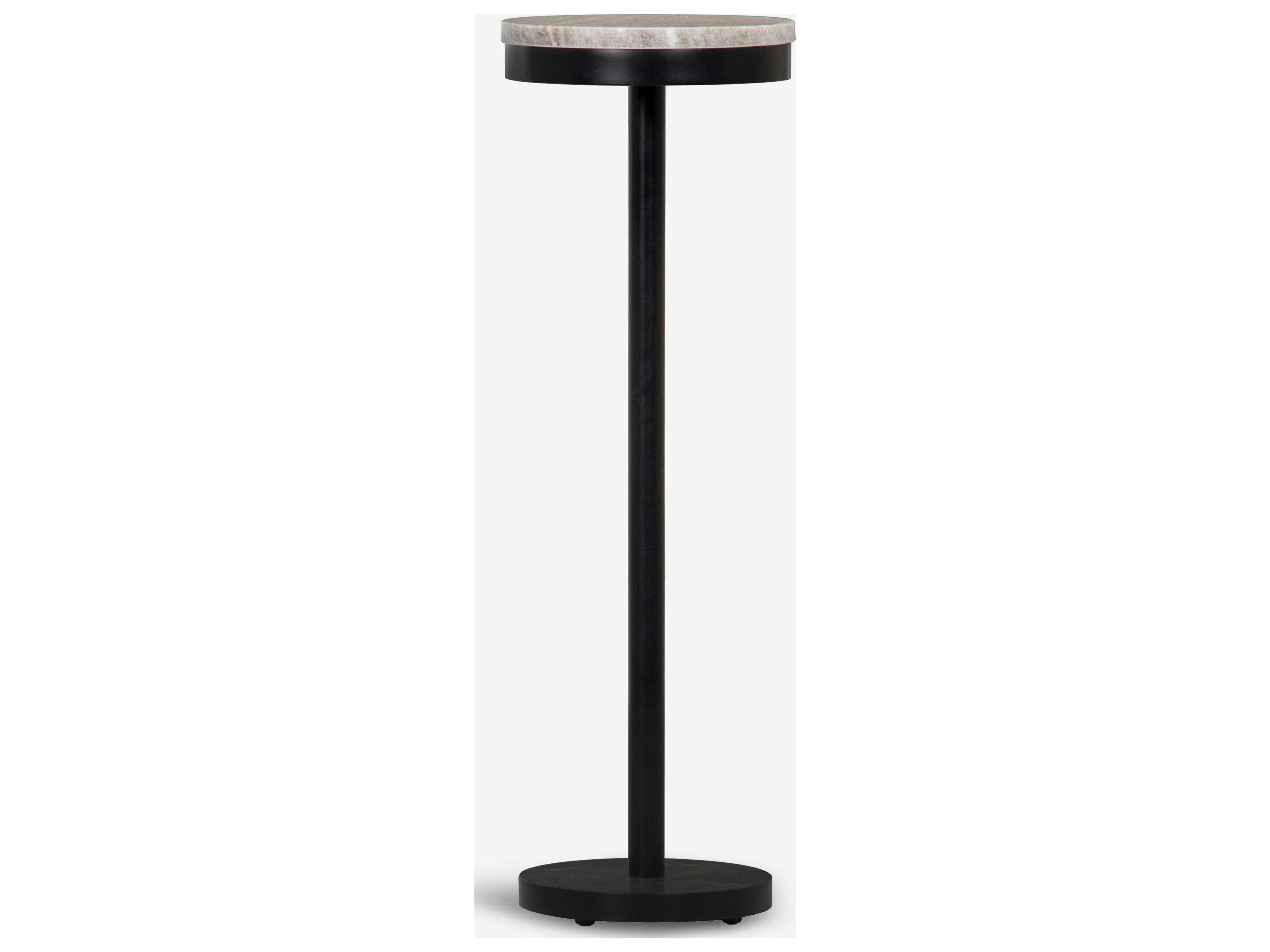 Shay Round Marble Black Antique Brass End Table