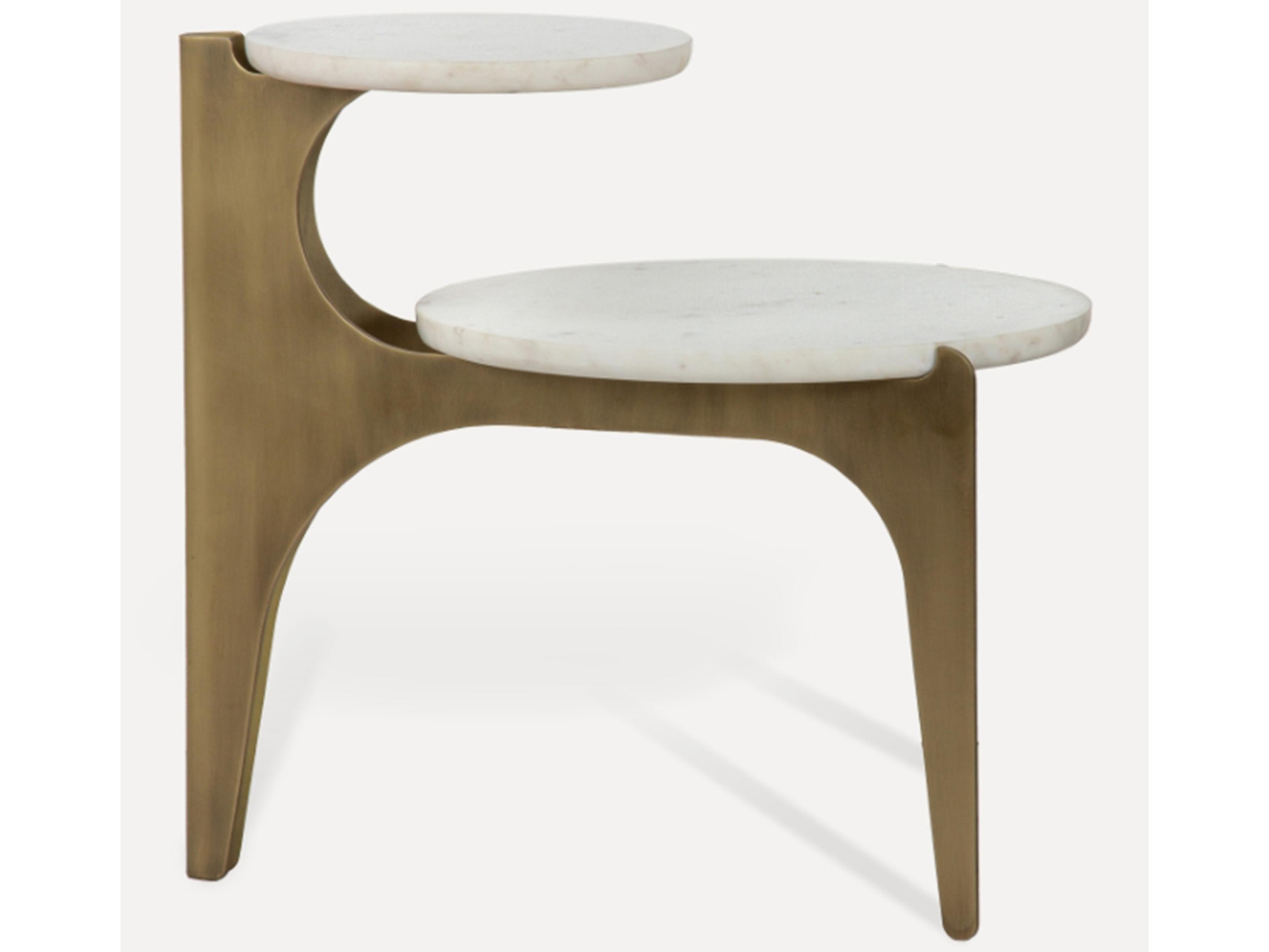 Union Home Toro Oval Marble Antique Brass End Table