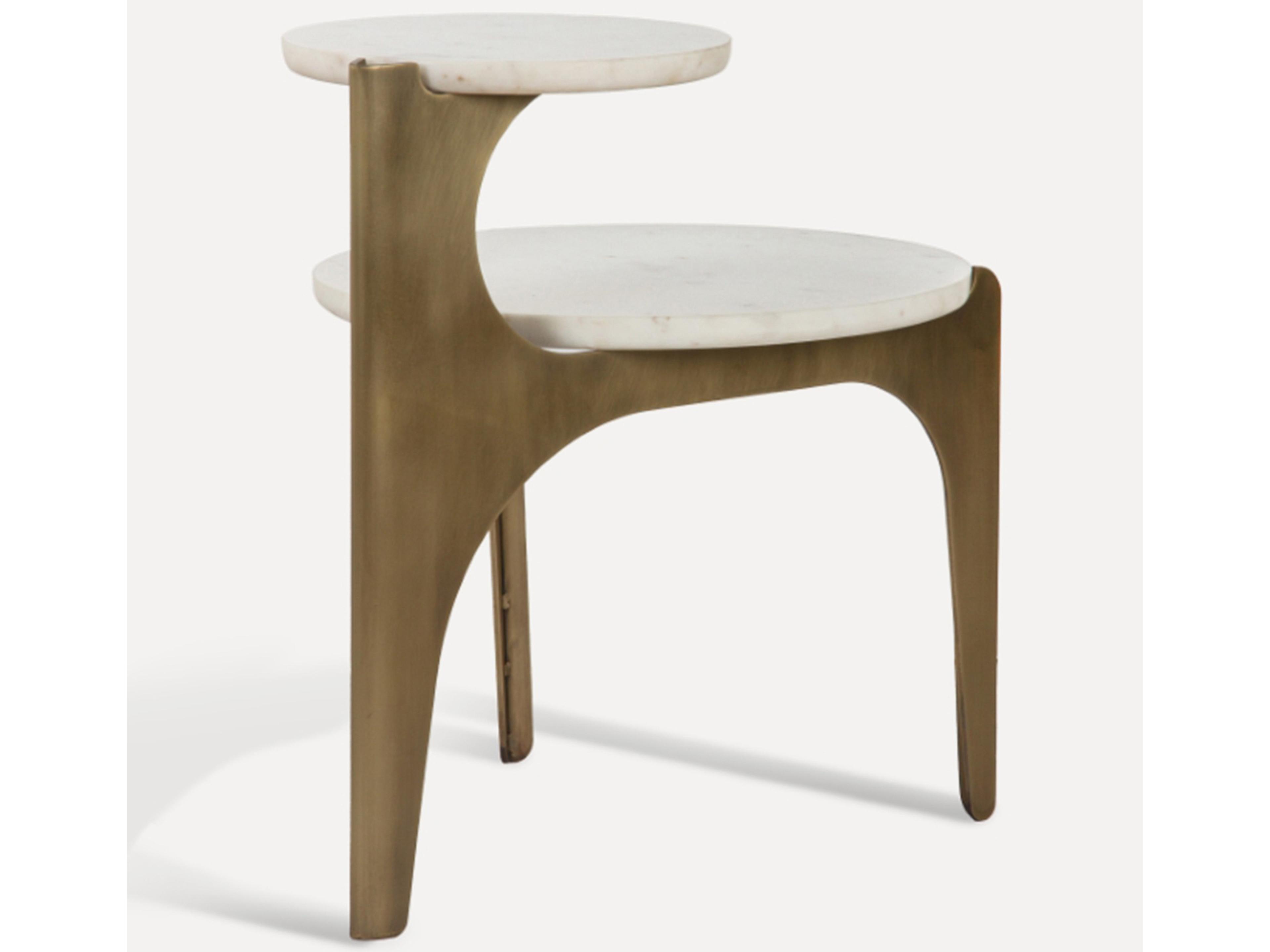 Union Home Toro Oval Marble Antique Brass End Table