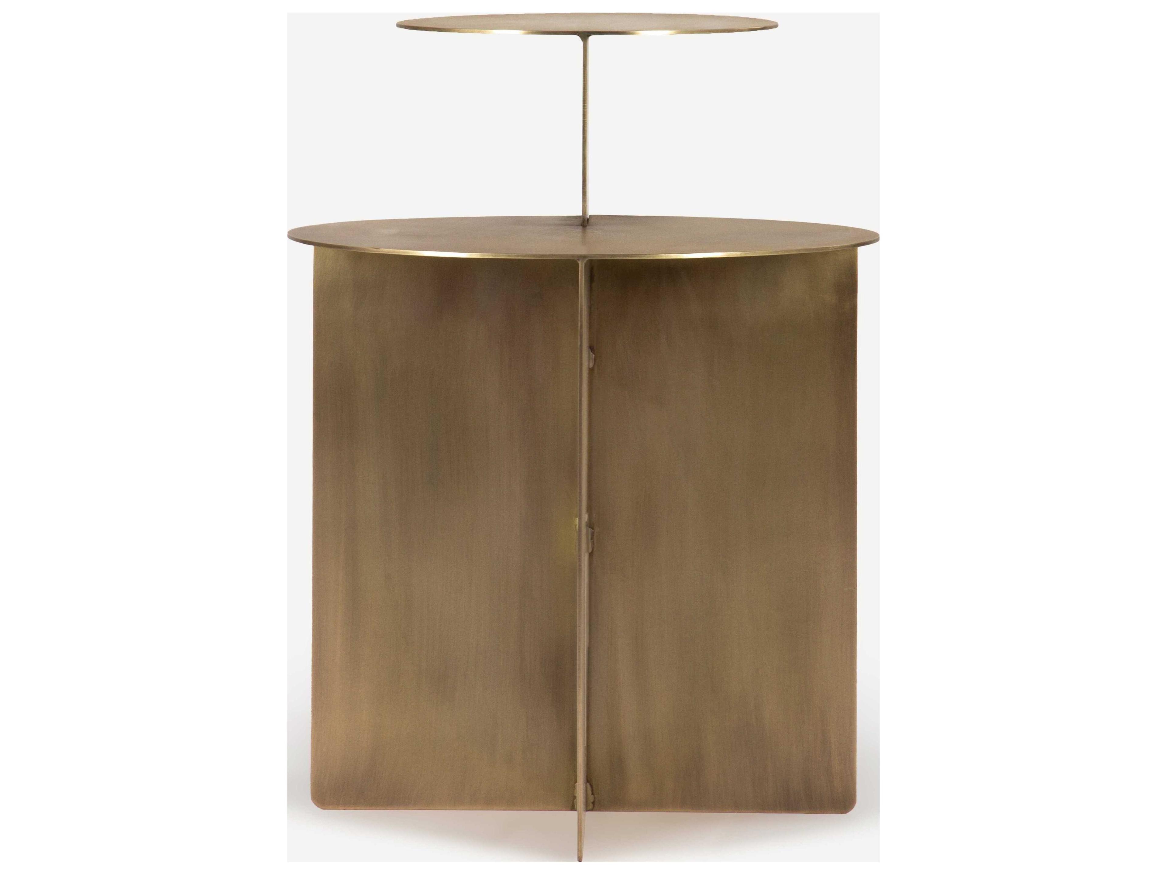Union Home Eclipse Round Metal Matt Aged Brass End Table