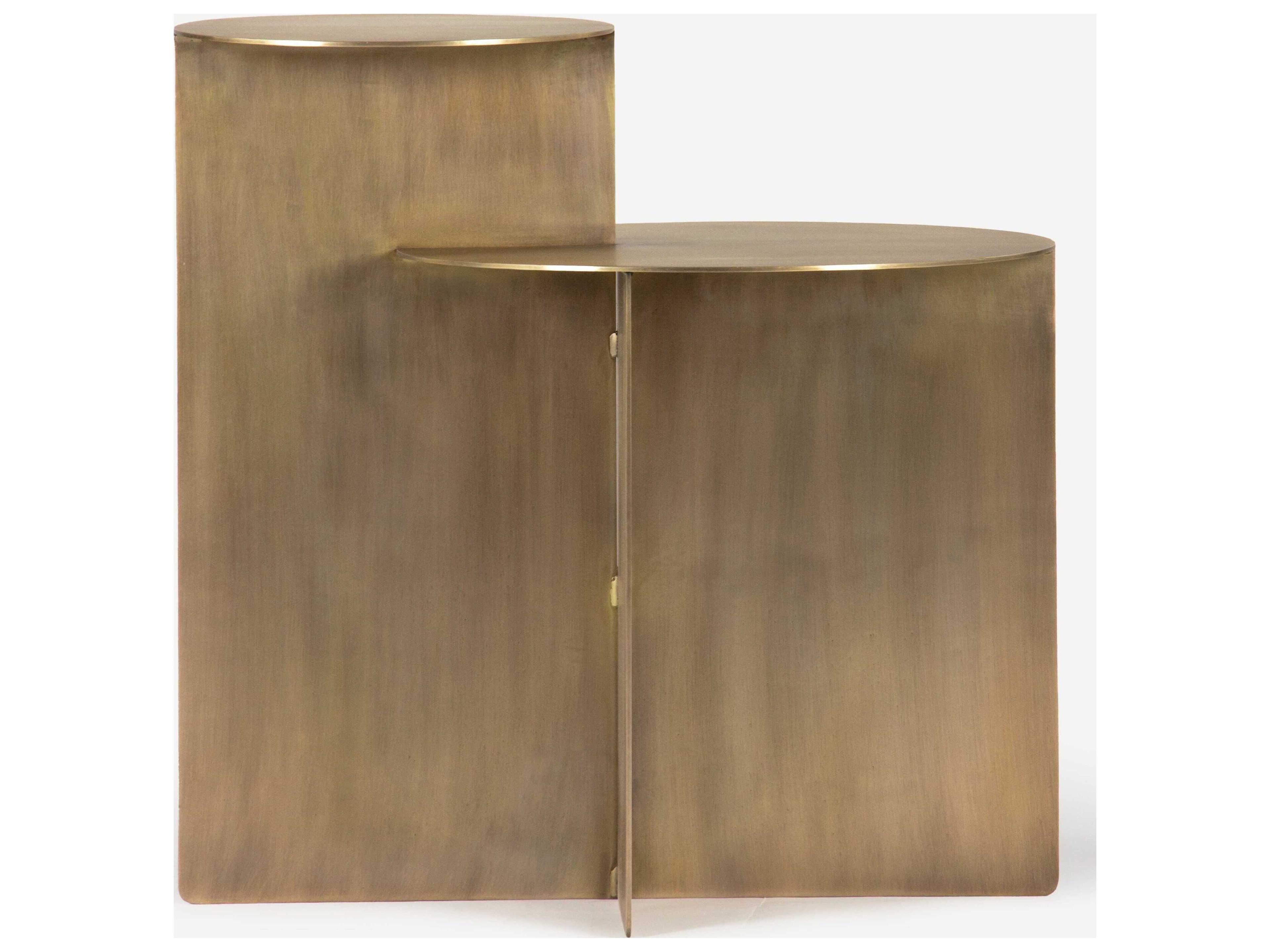 Union Home Eclipse Round Metal Matt Aged Brass End Table