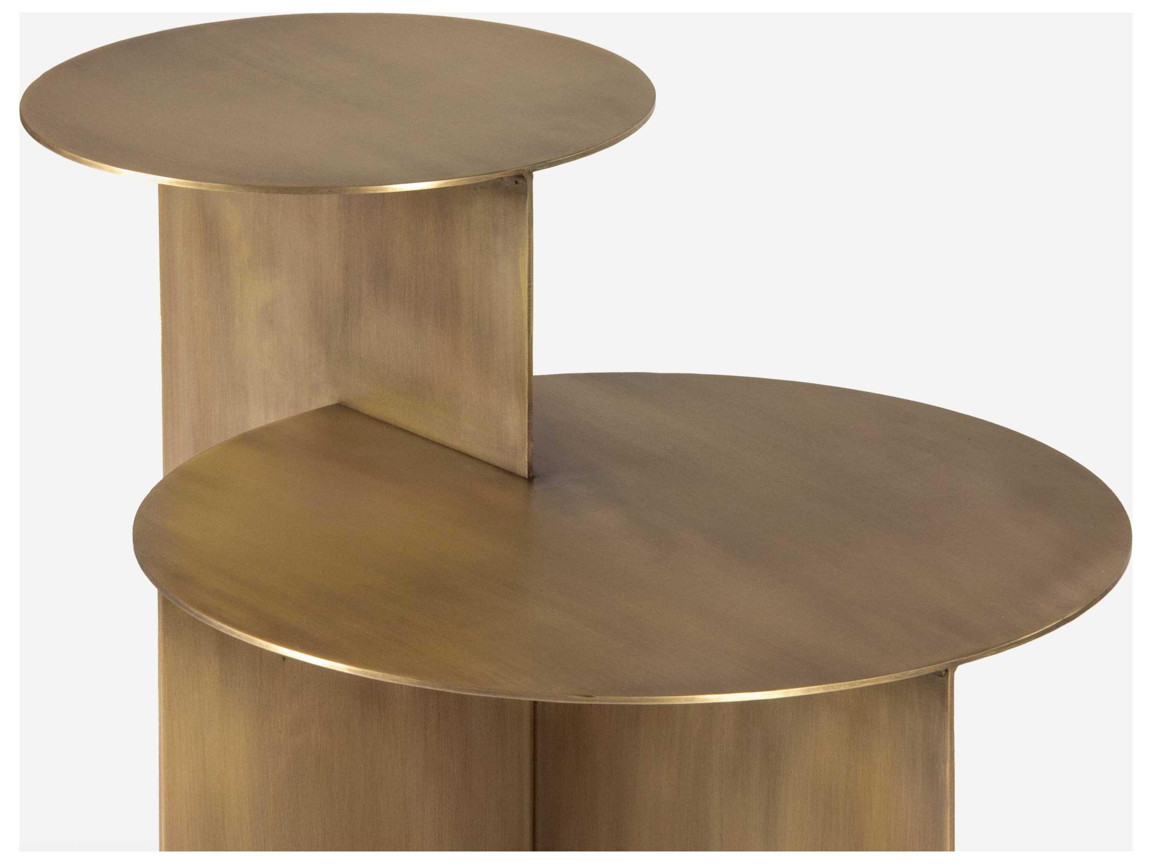 Union Home Eclipse Round Metal Matt Aged Brass End Table