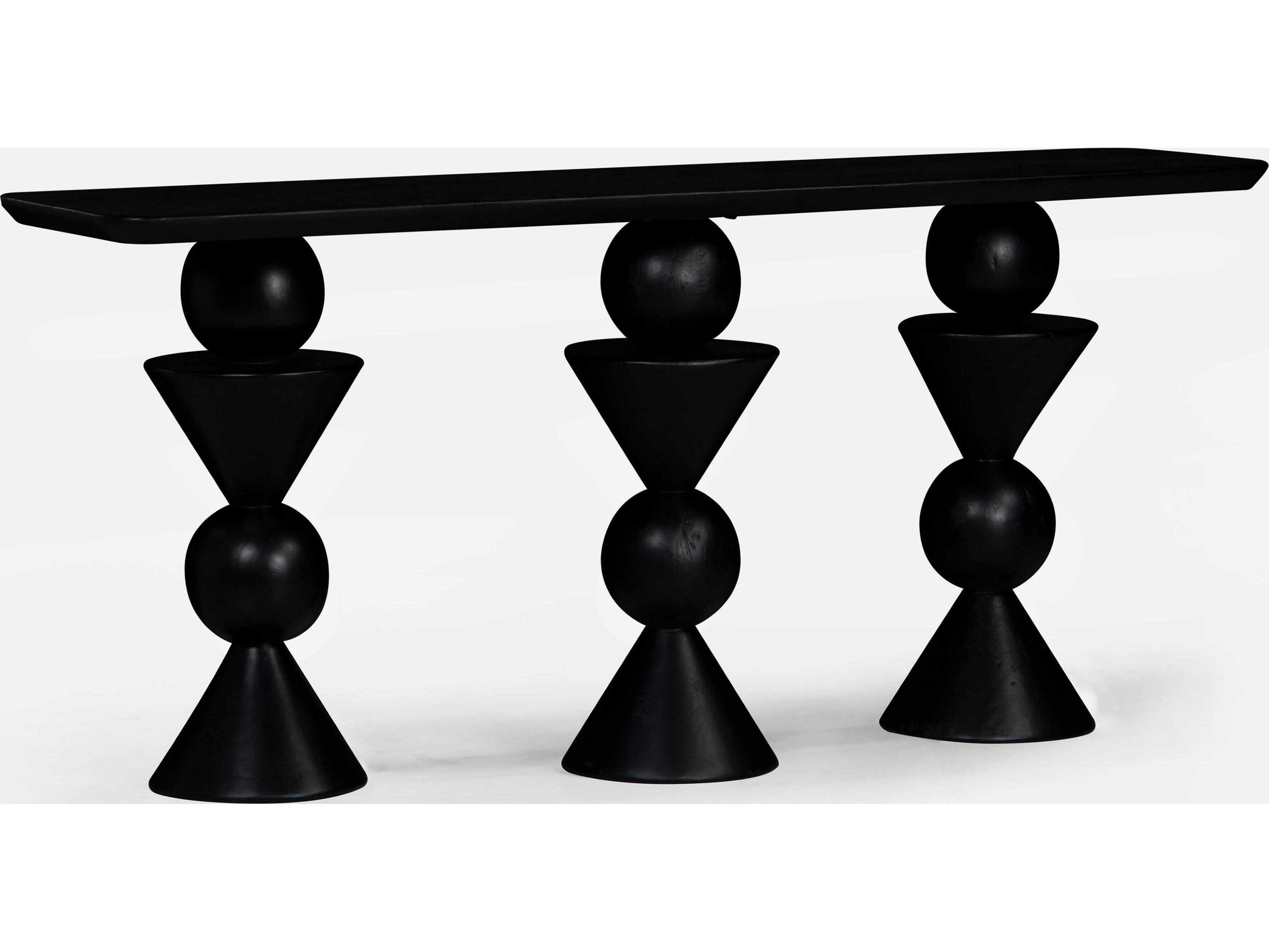 Kebab Rectangular Wood Charcoal Console Table