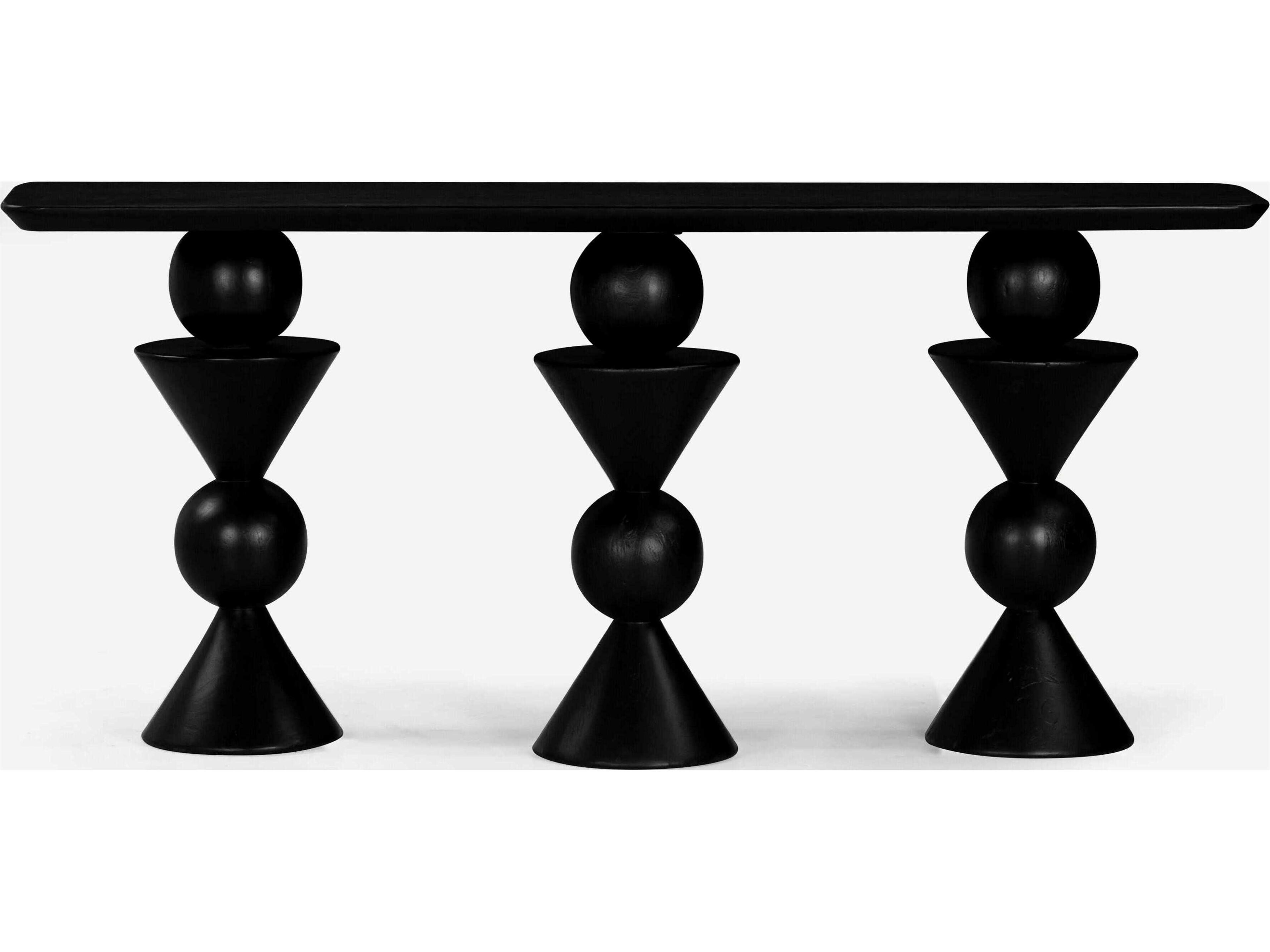 Union Home Kebab Rectangular Wood Charcoal Console Table