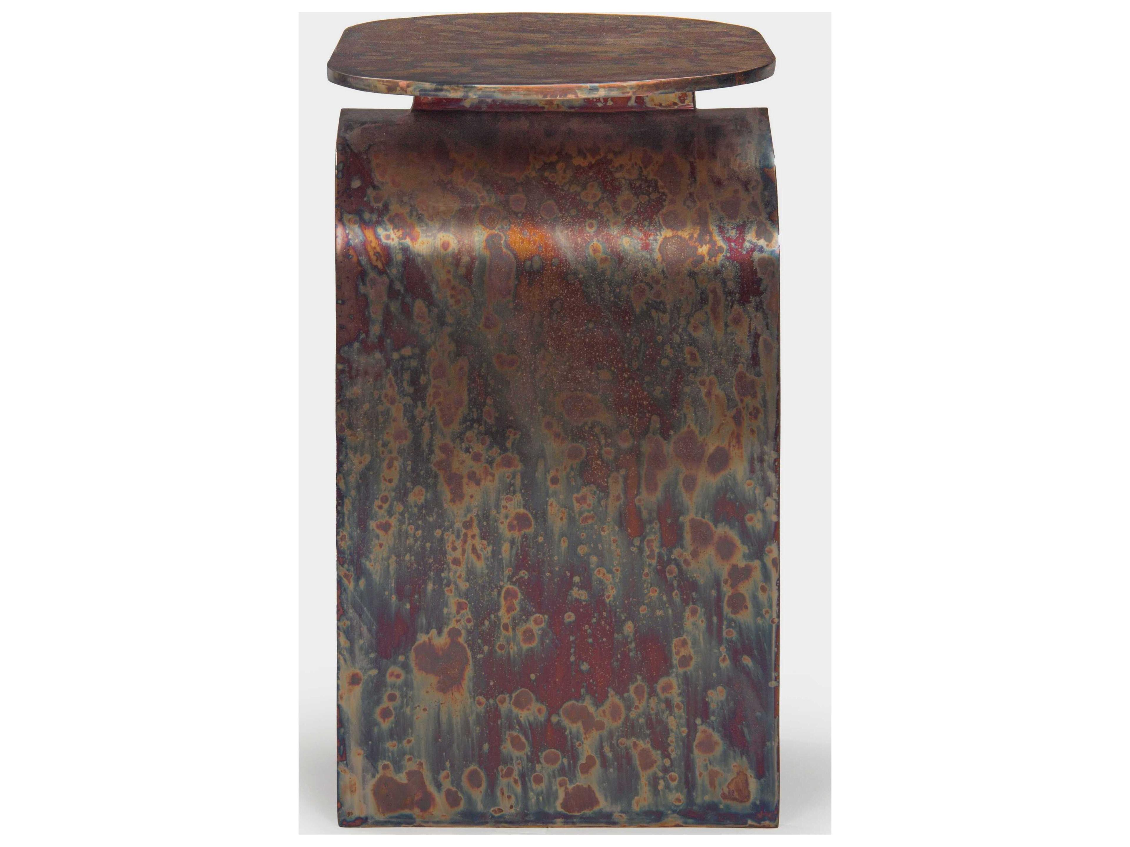 Union Home Vault Oval Metal Oxidized End Table