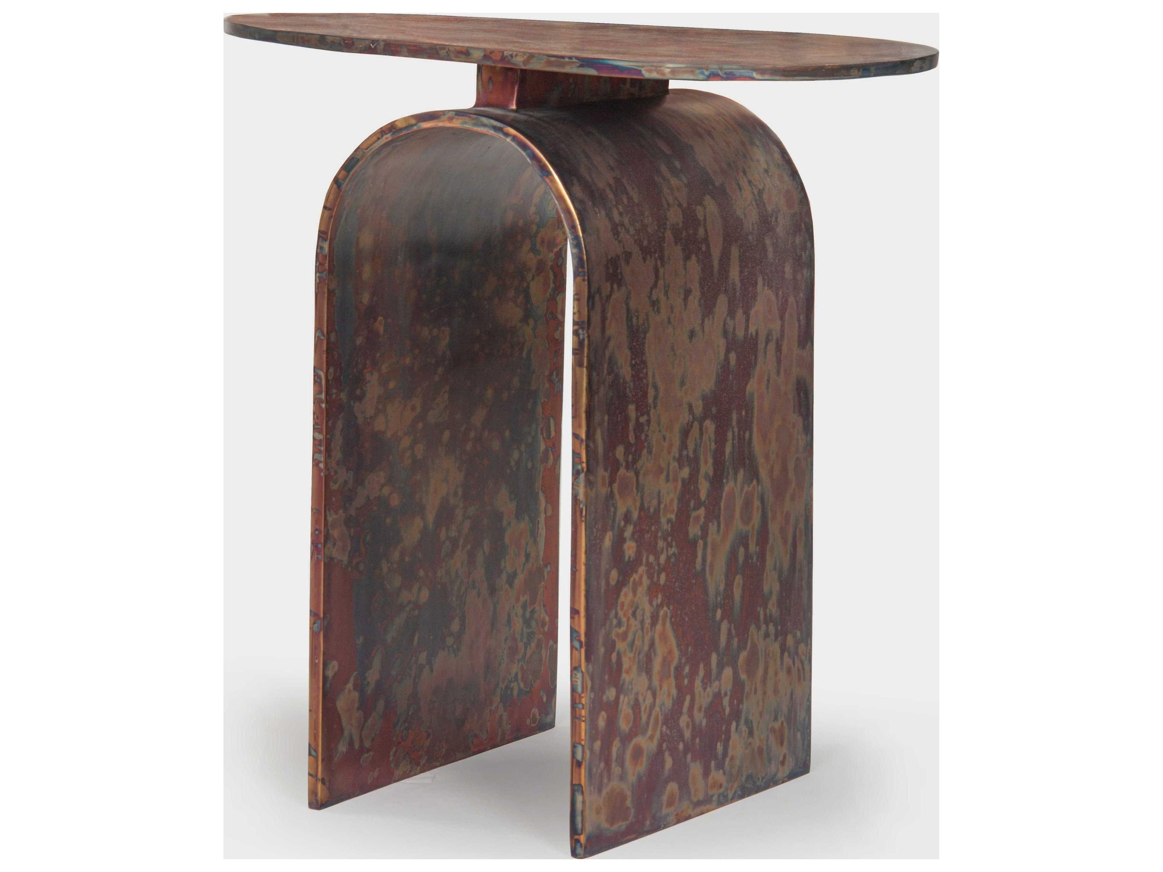 Union Home Vault Oval Metal Oxidized End Table