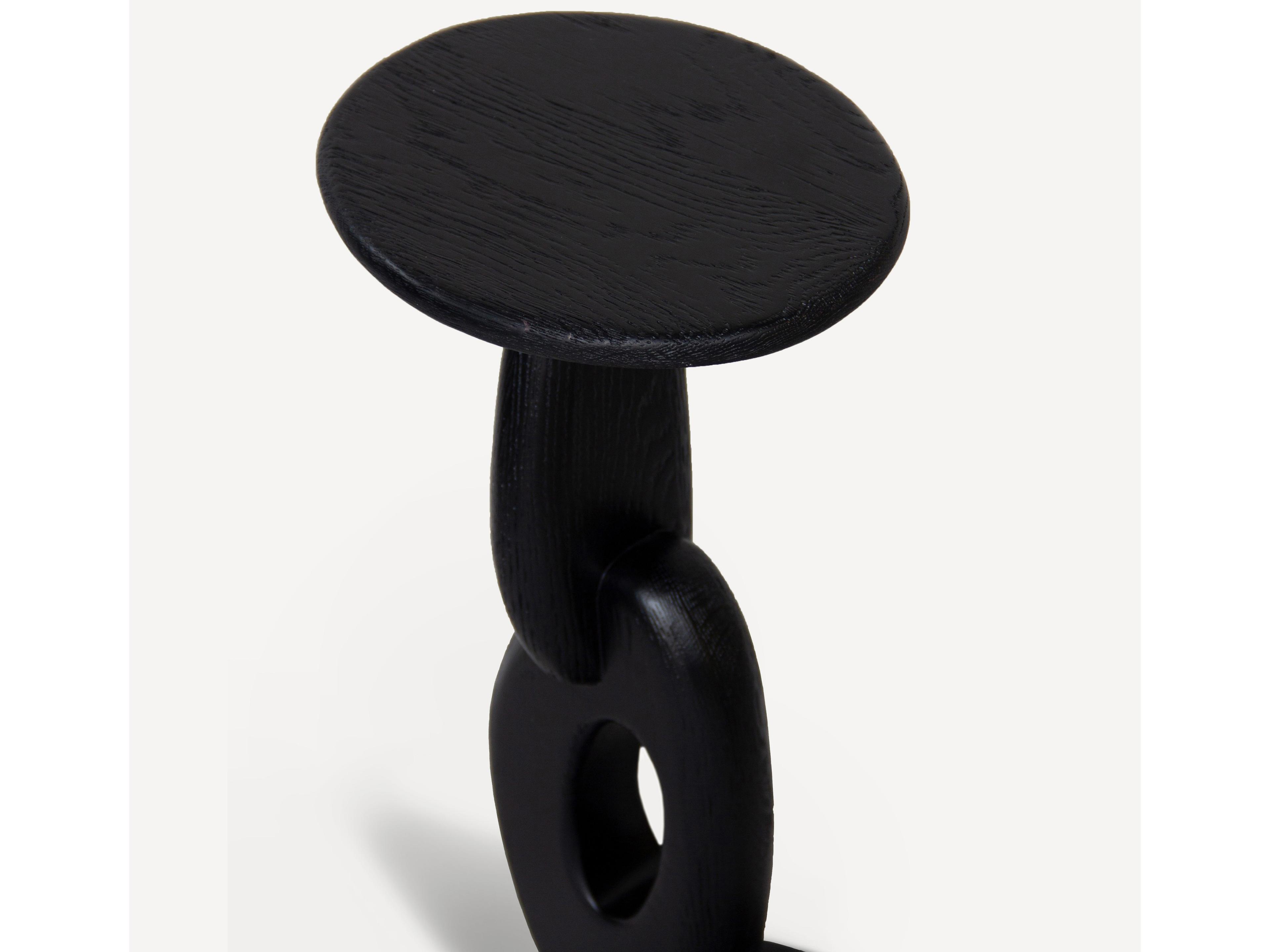 Union Home Totem Oval Wood Charcoal End Table