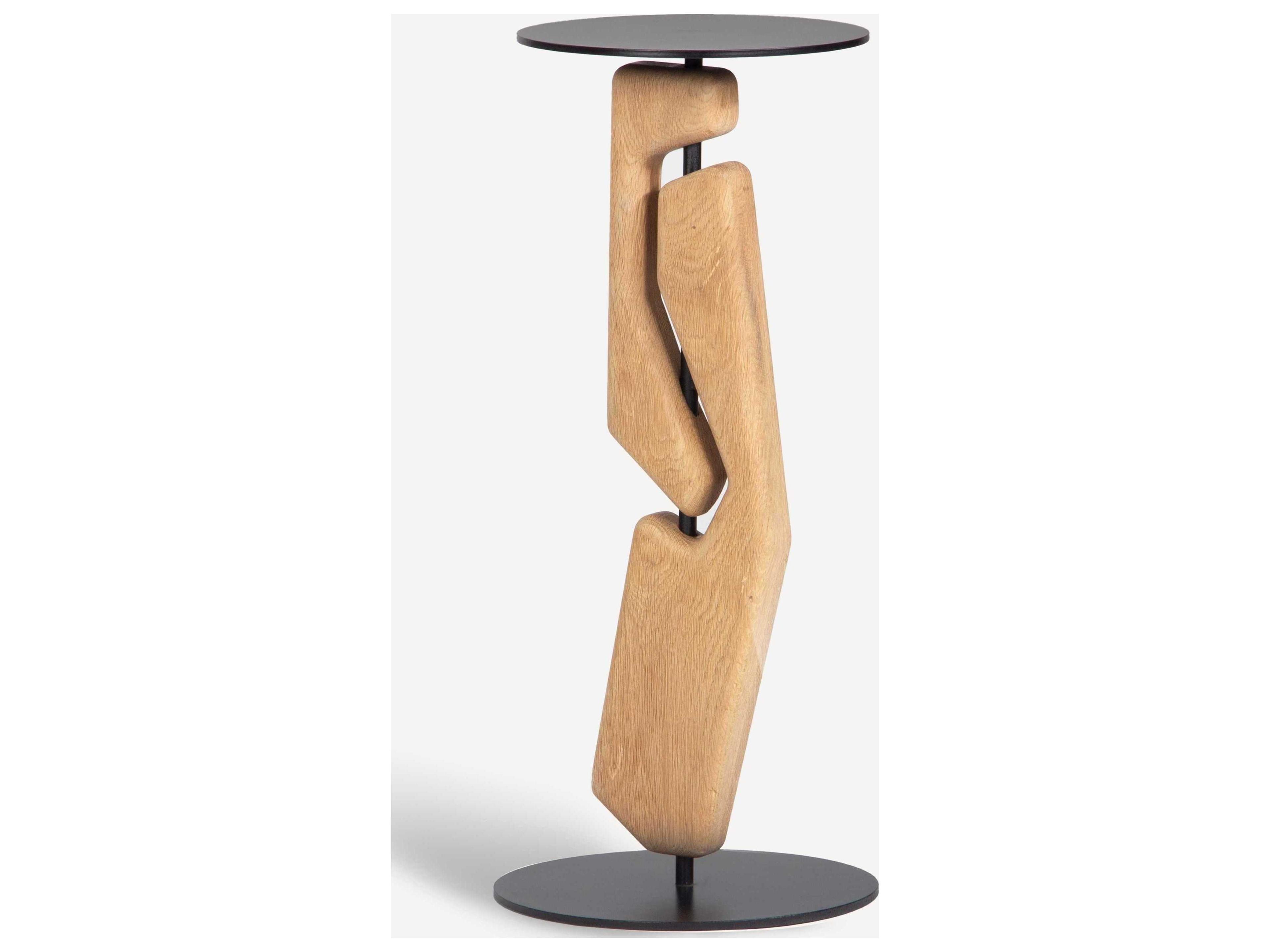 Tribe Round Metal Natural Matt Black Powder Coat End Table