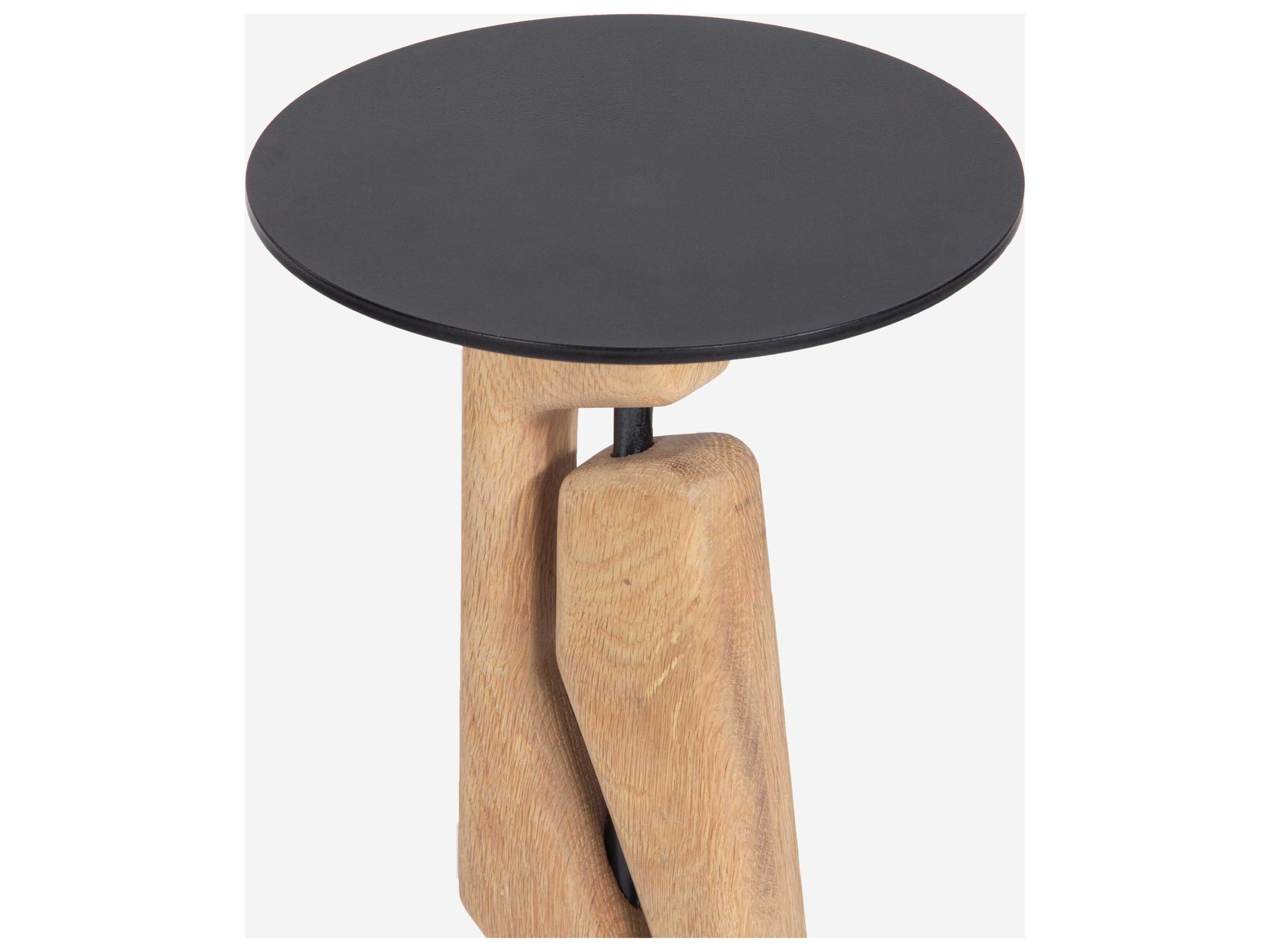 Union Home Tribe Round Metal Natural Matt Black Powder Coat End Table