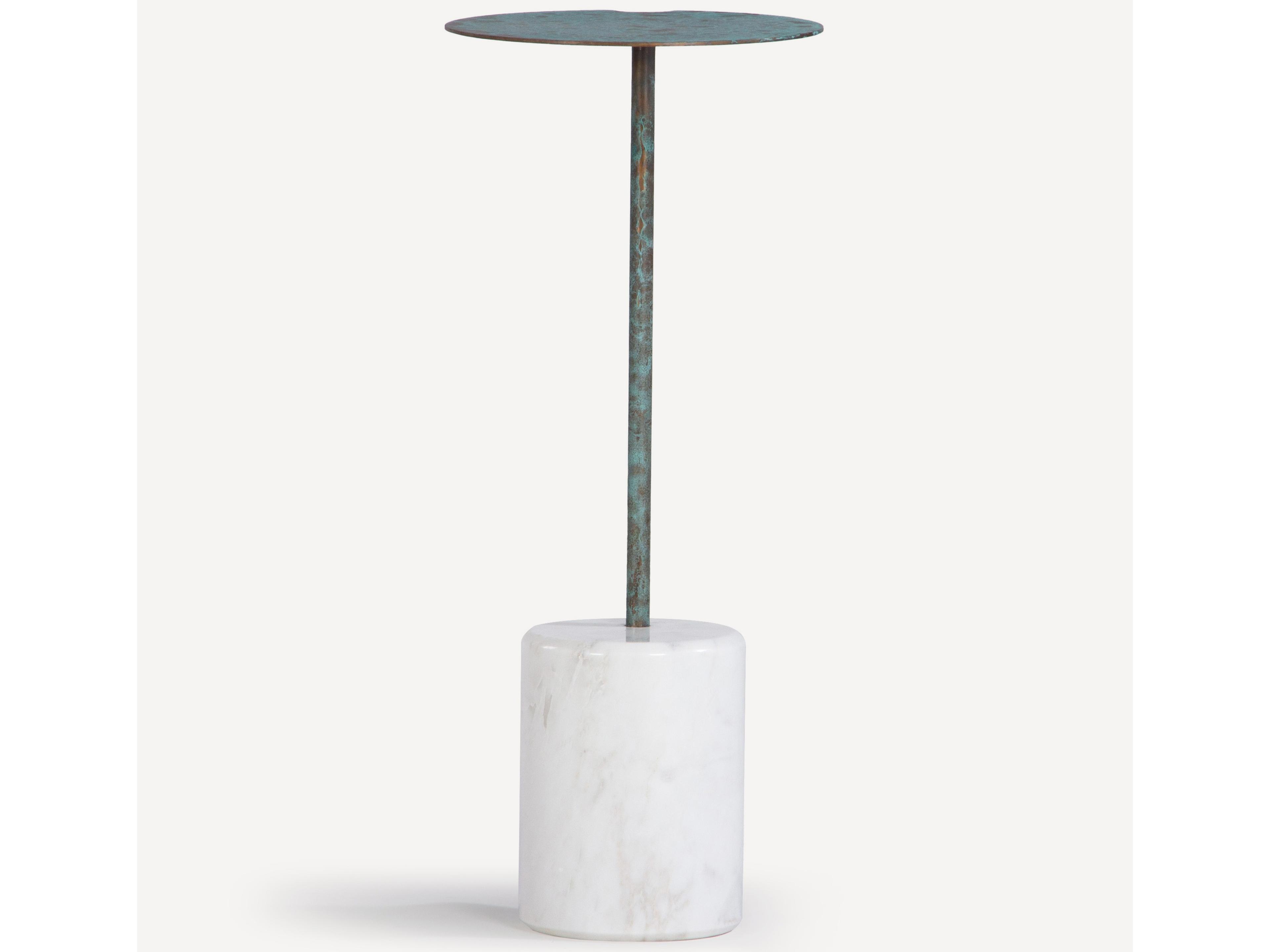 Union Home Lily Round Metal Green Patina End Table