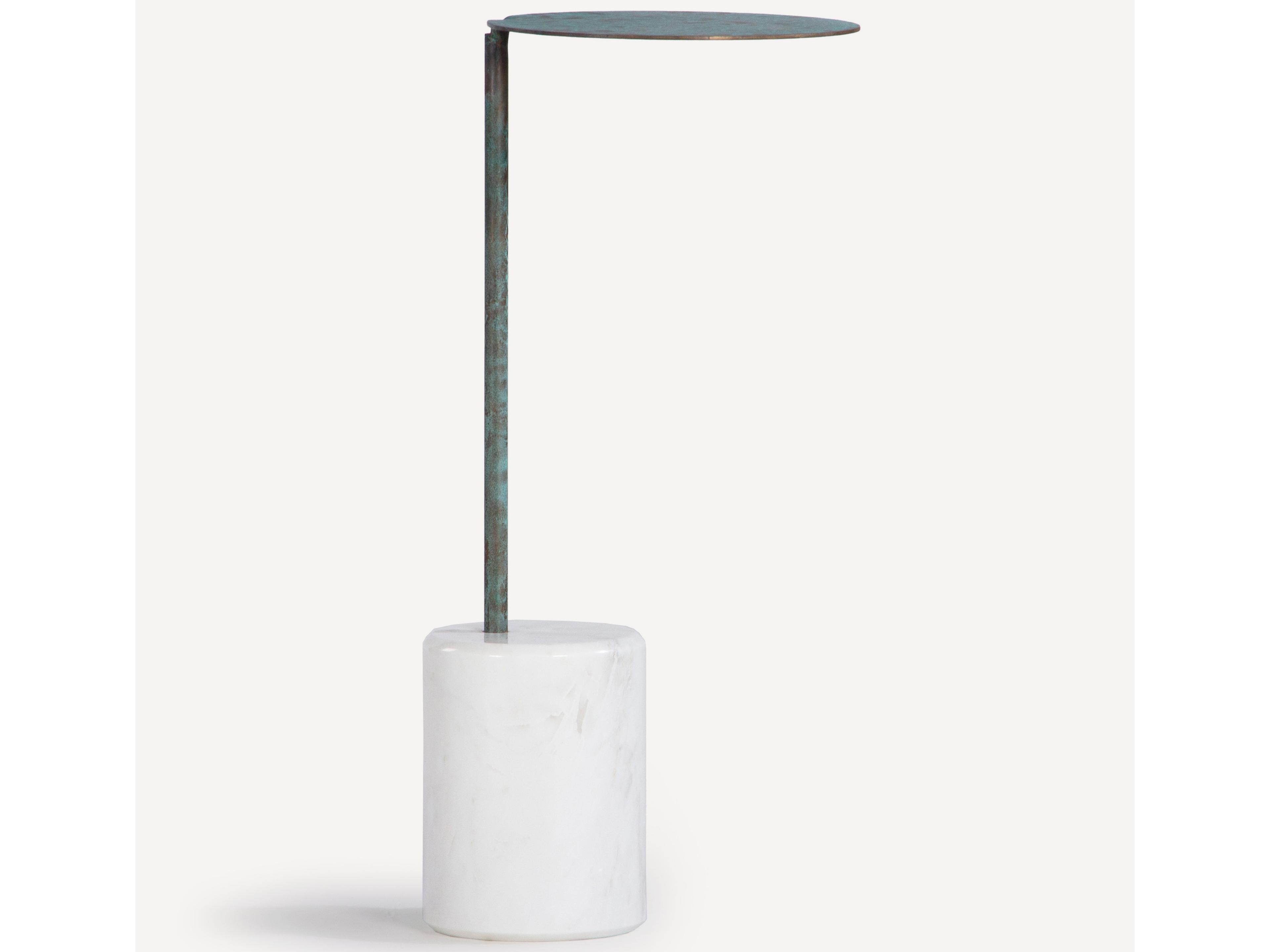 Union Home Lily Round Metal Green Patina End Table