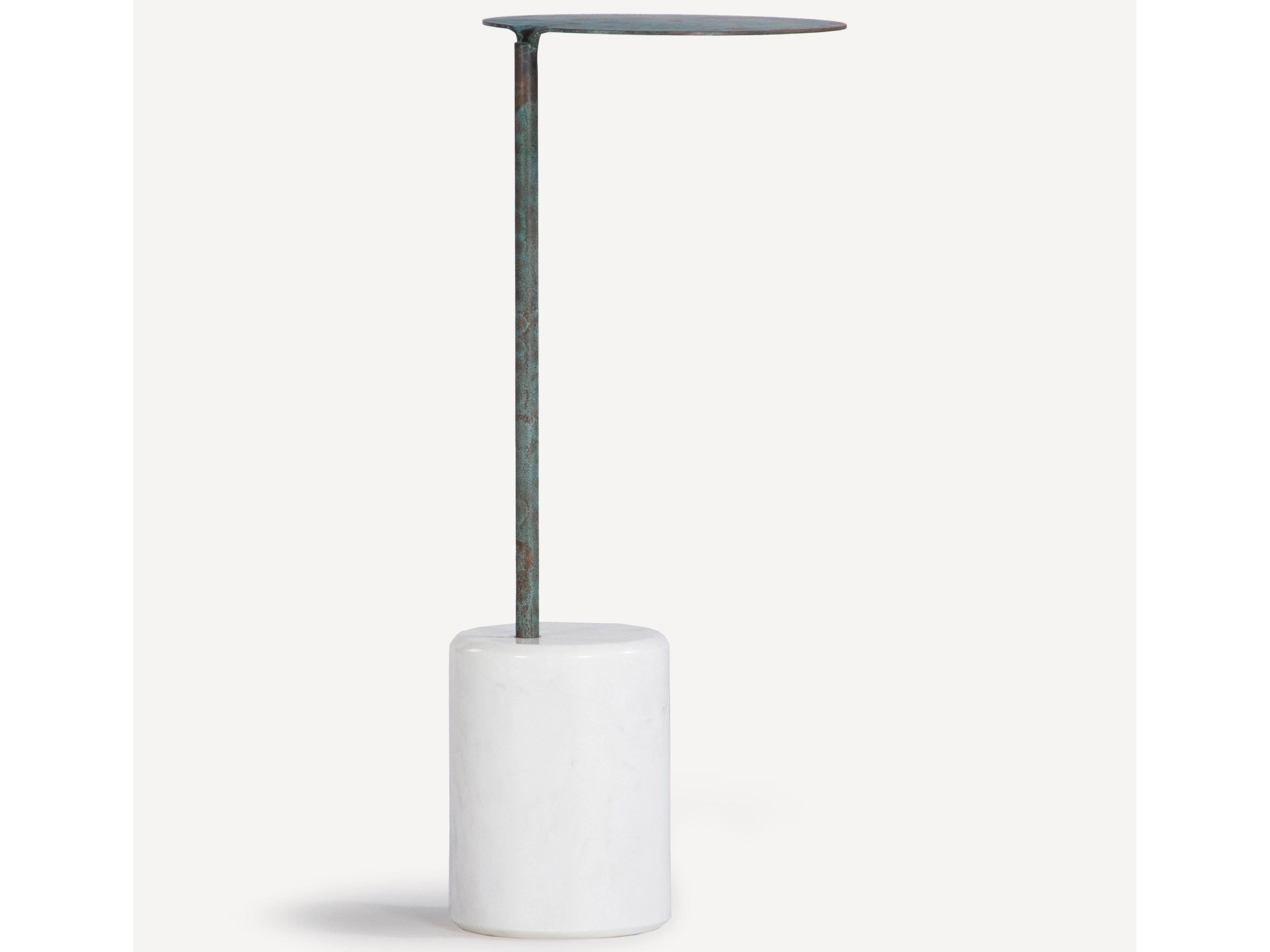 Union Home Lily Round Metal Green Patina End Table