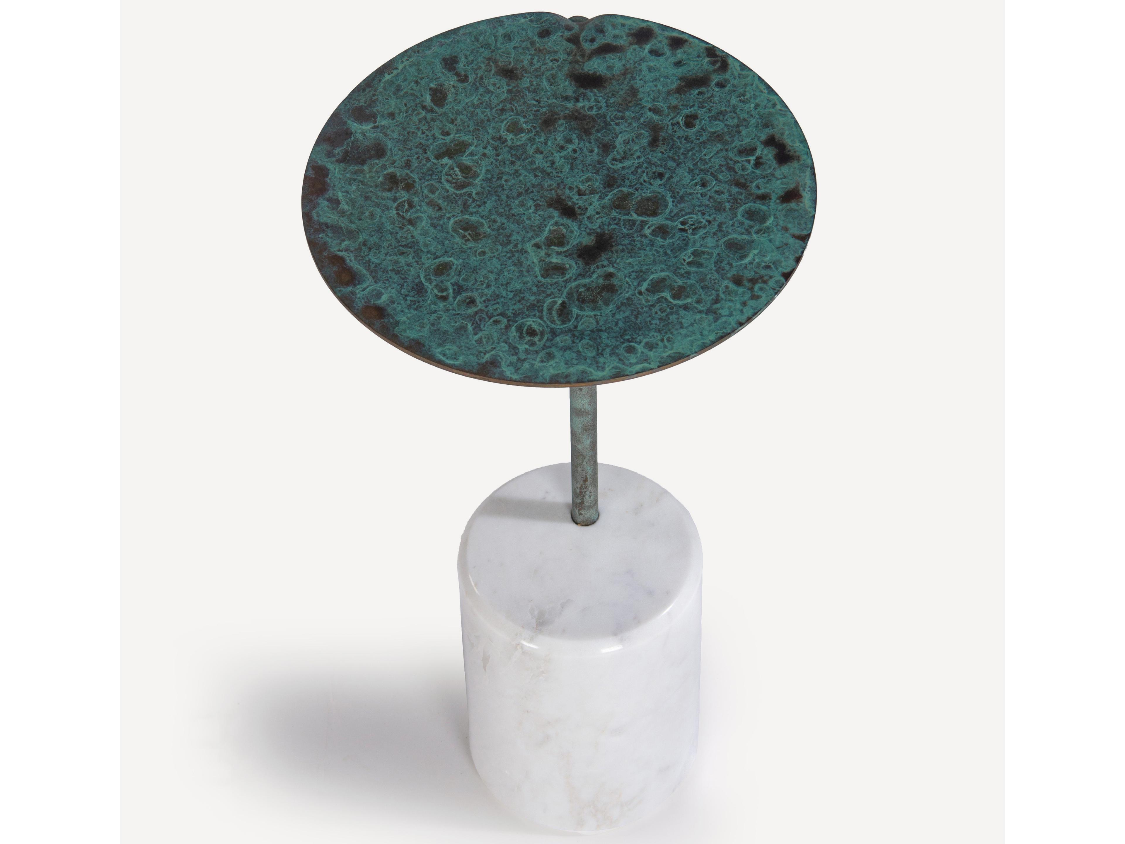 Union Home Lily Round Metal Green Patina End Table
