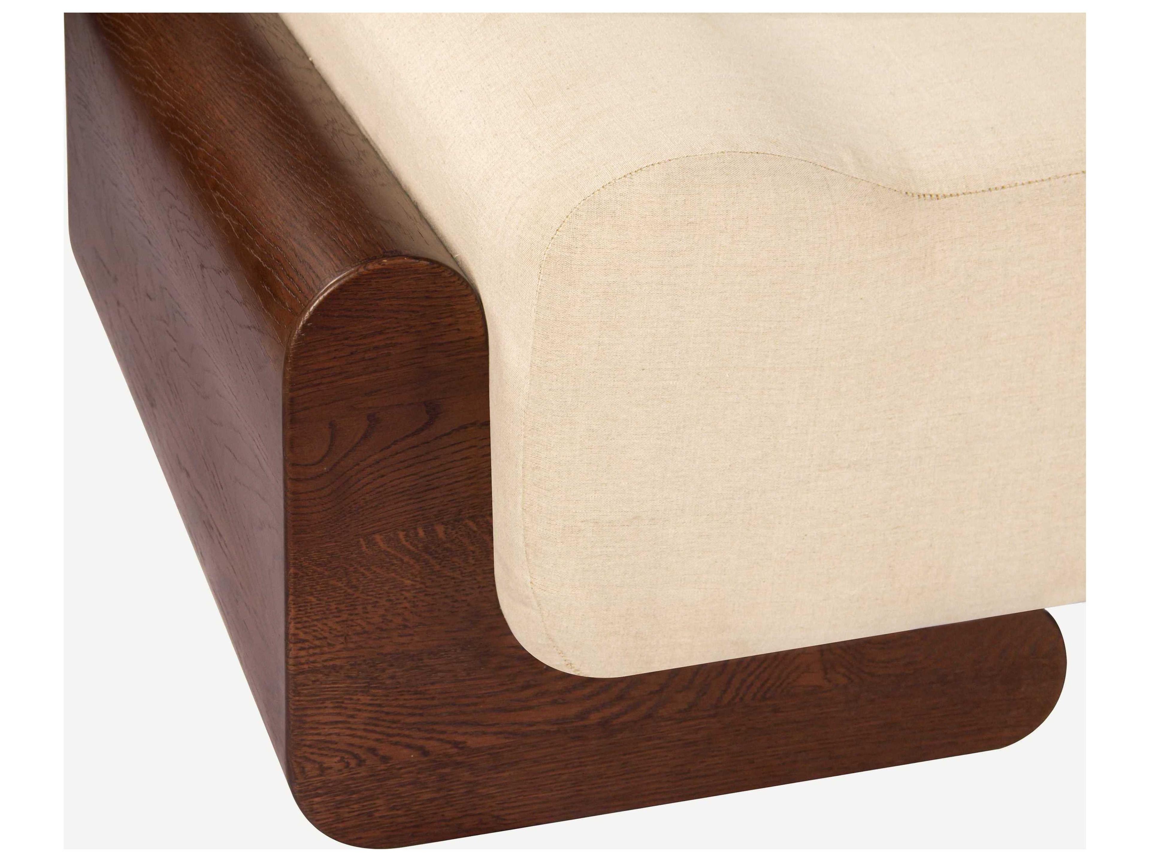 Union Home Emma Brown Off White Linen Oak Wood Upholstered Daybed