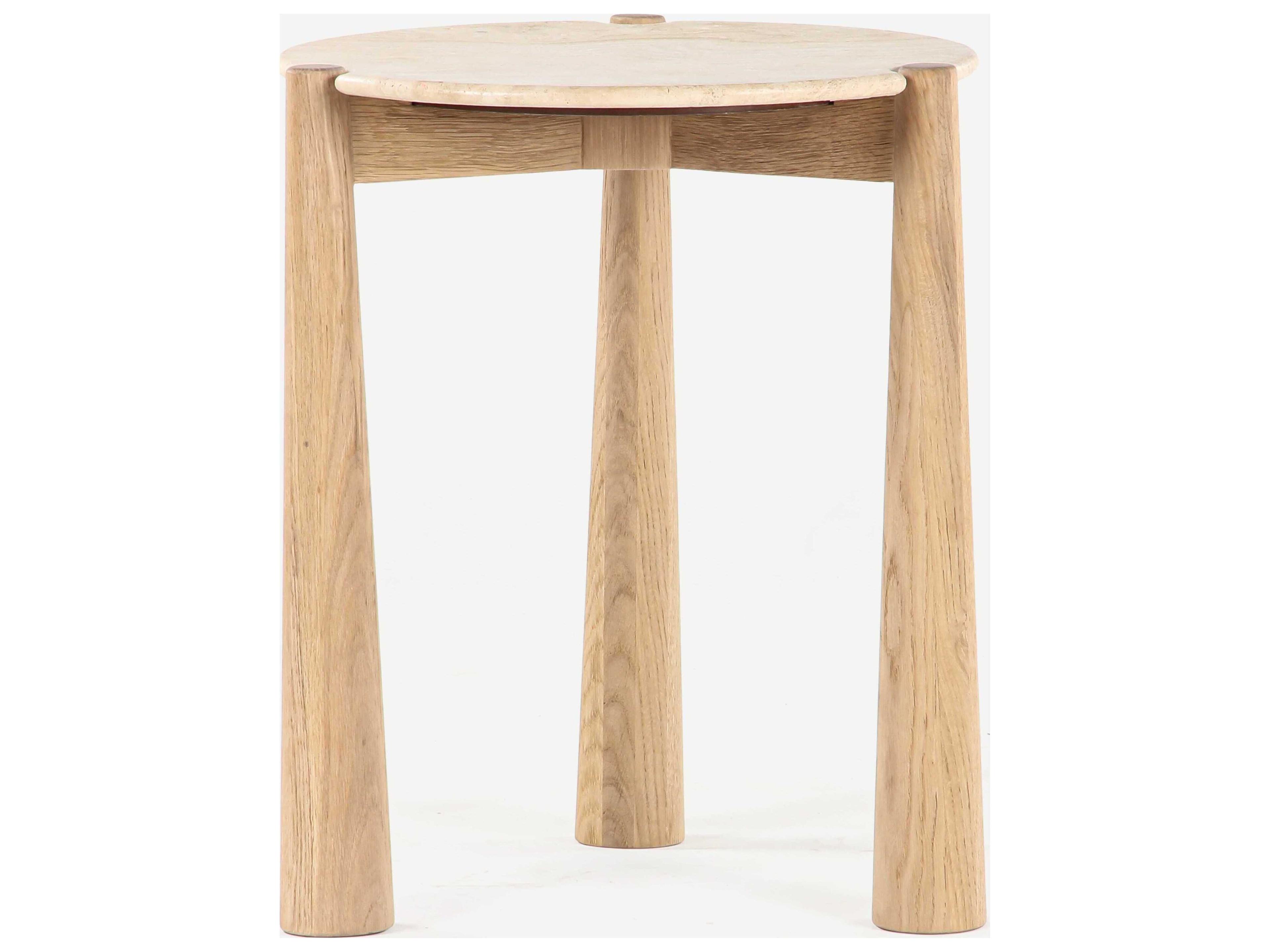 Union Home Carver Round Stone Natural End Table