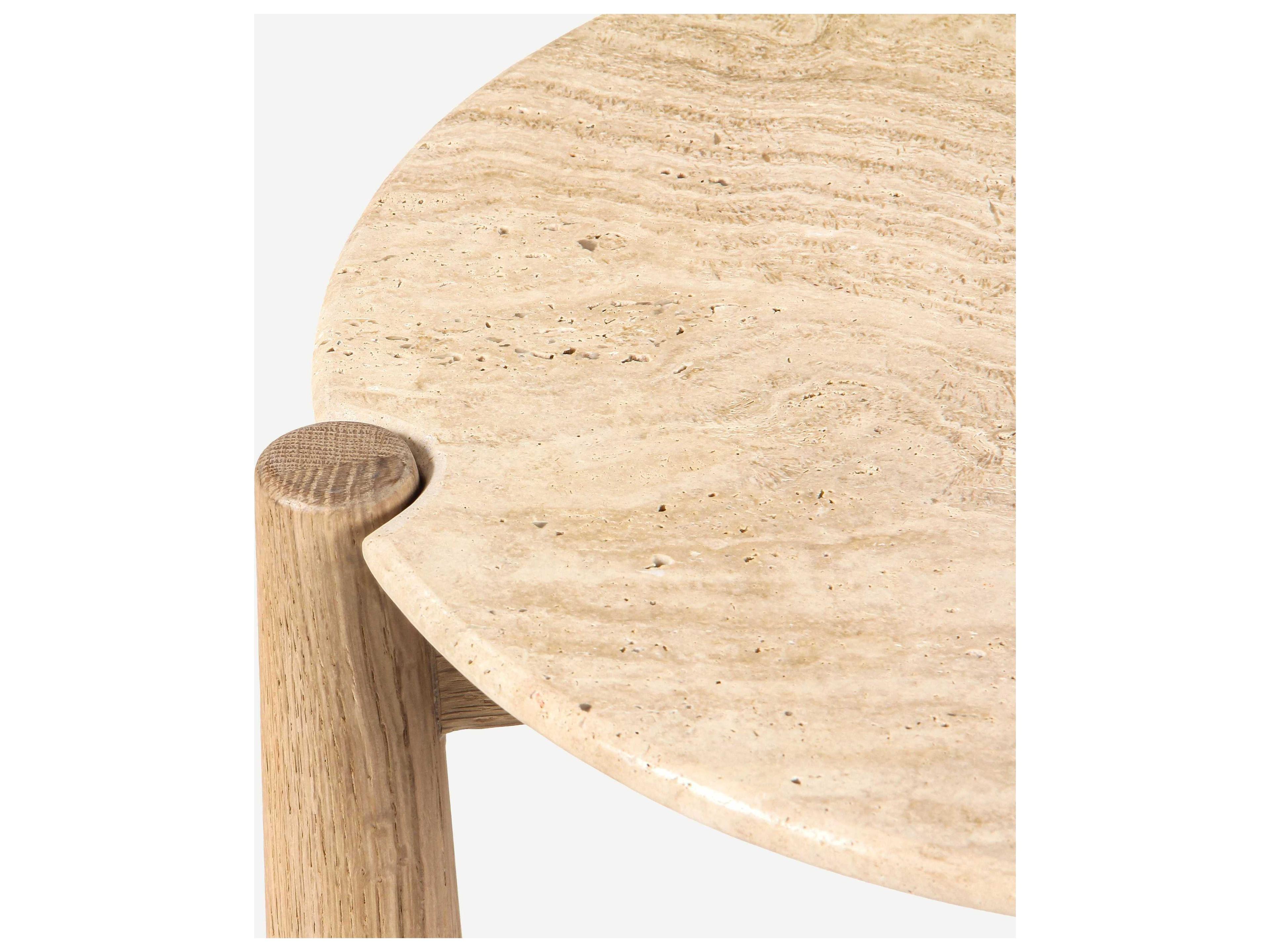 Union Home Carver Round Stone Natural End Table