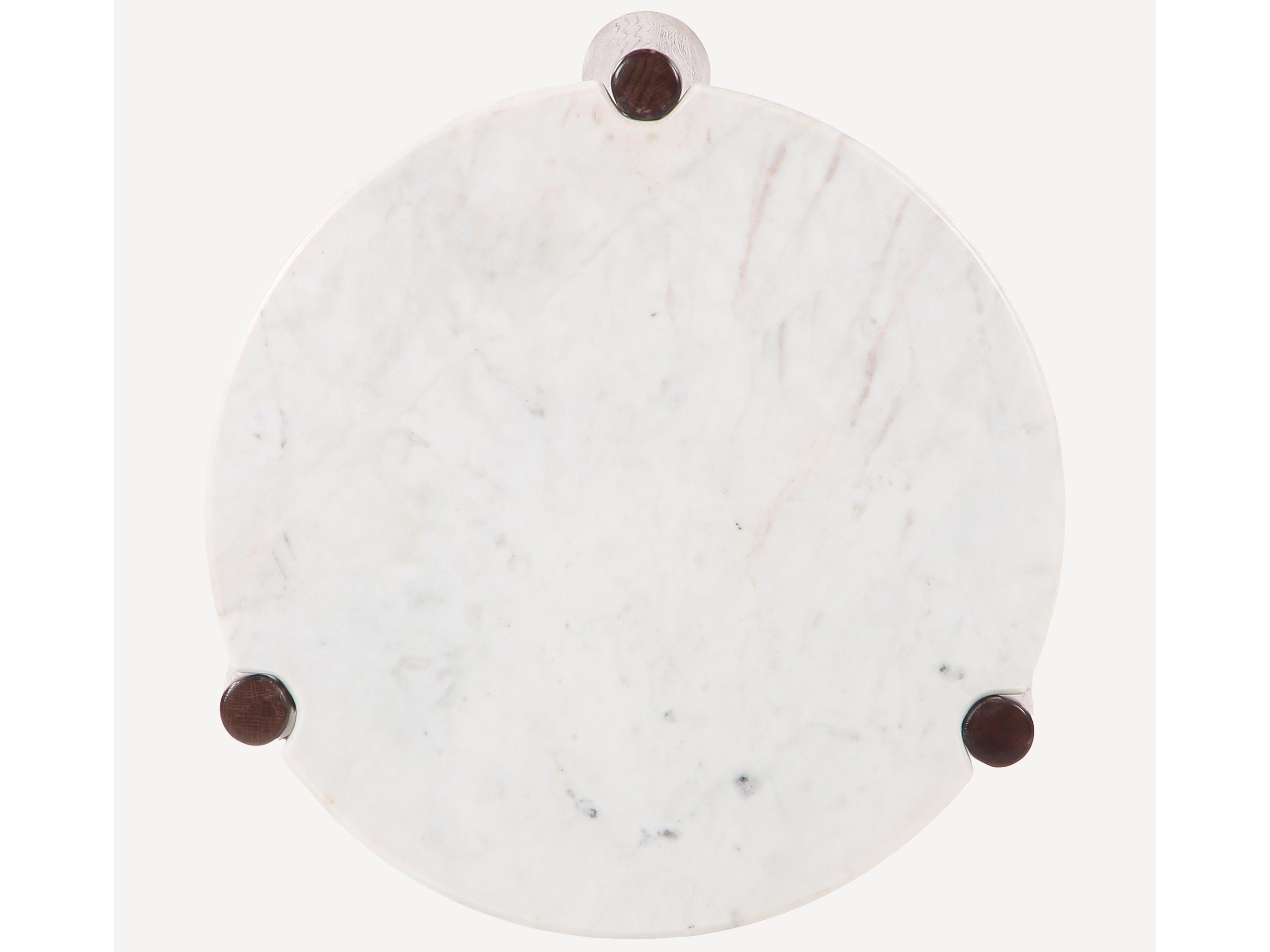 Union Home Carver Round Marble Brown End Table