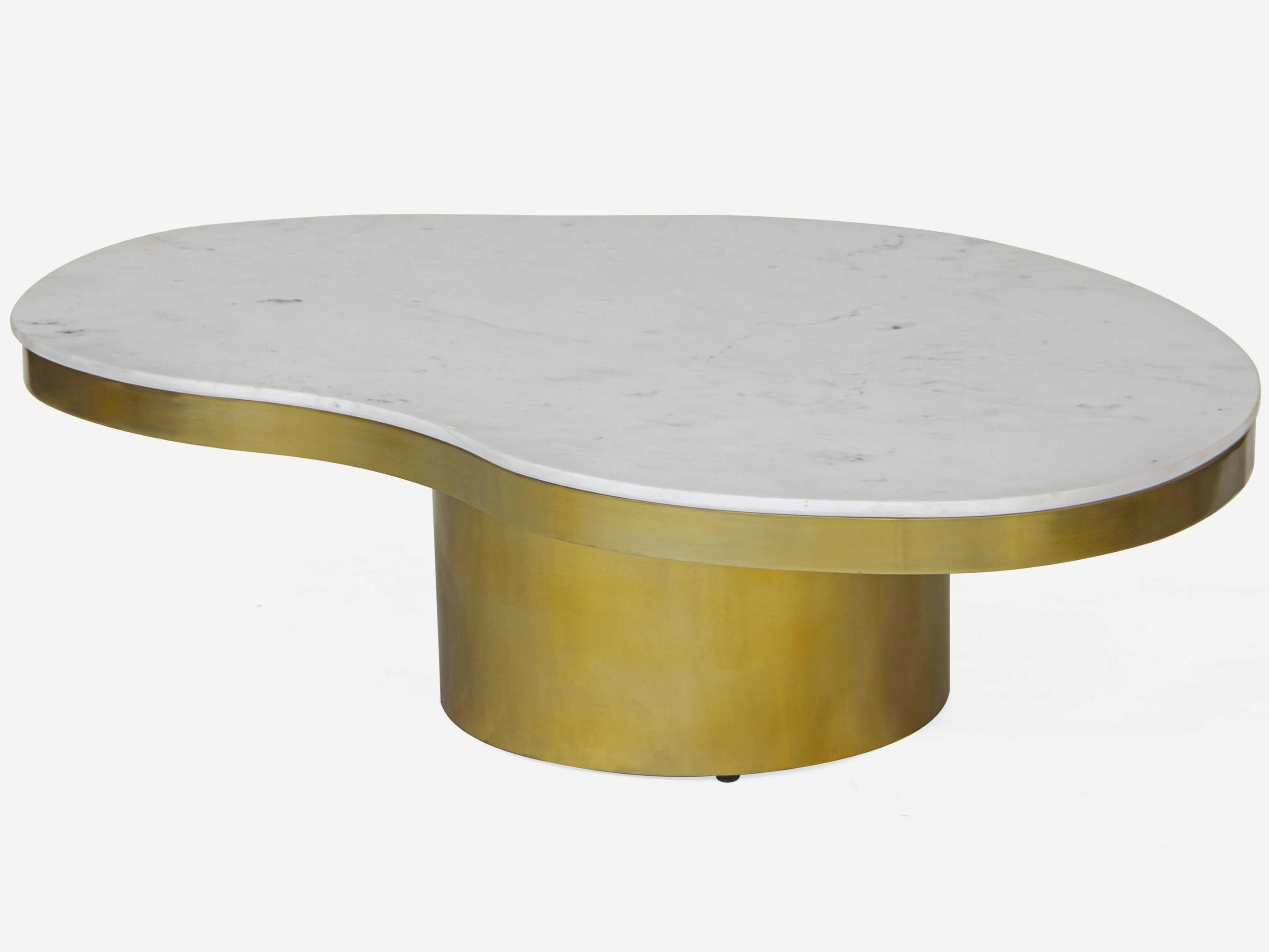 Union Home Kidney Marble Brass Coffee Table