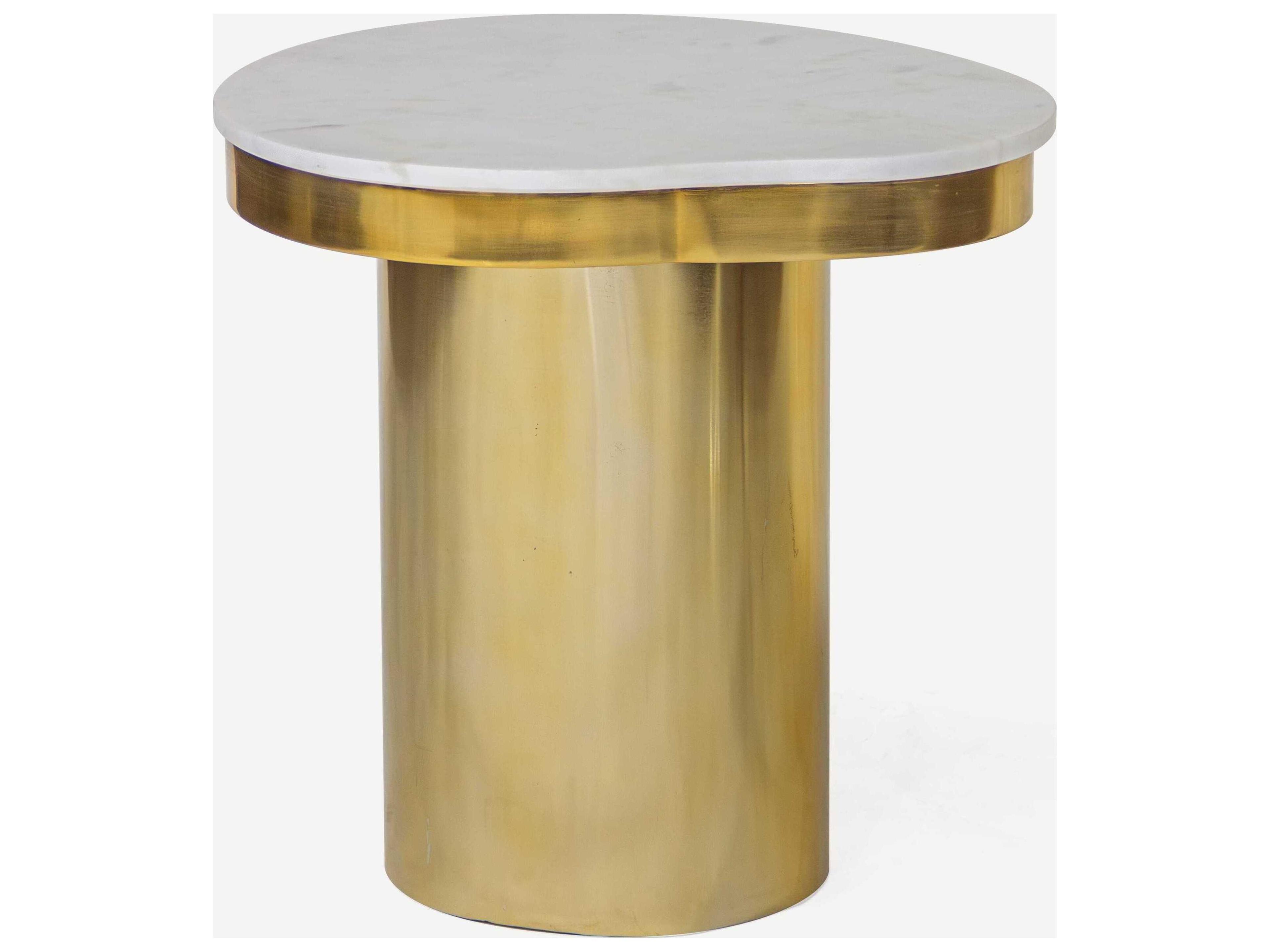 Kidney Marble Brass End Table