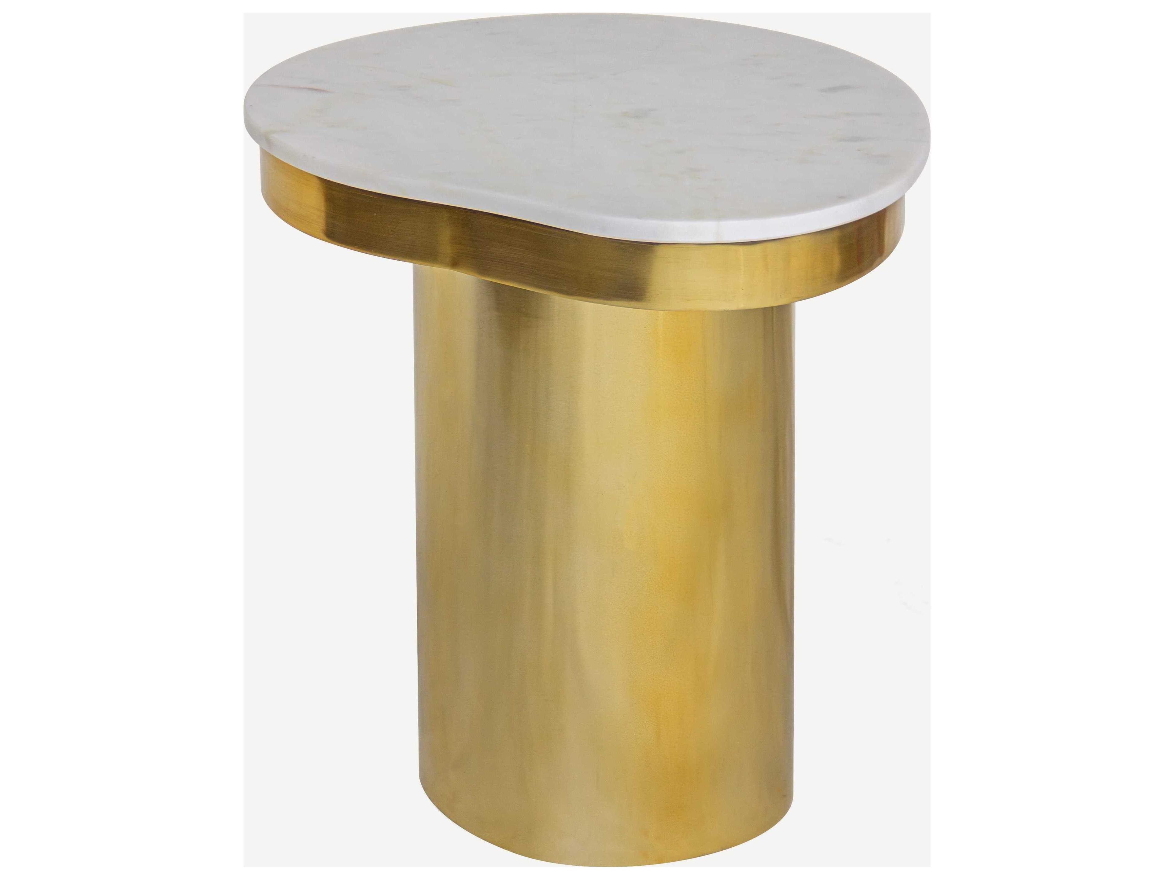 Union Home Kidney Marble Brass End Table
