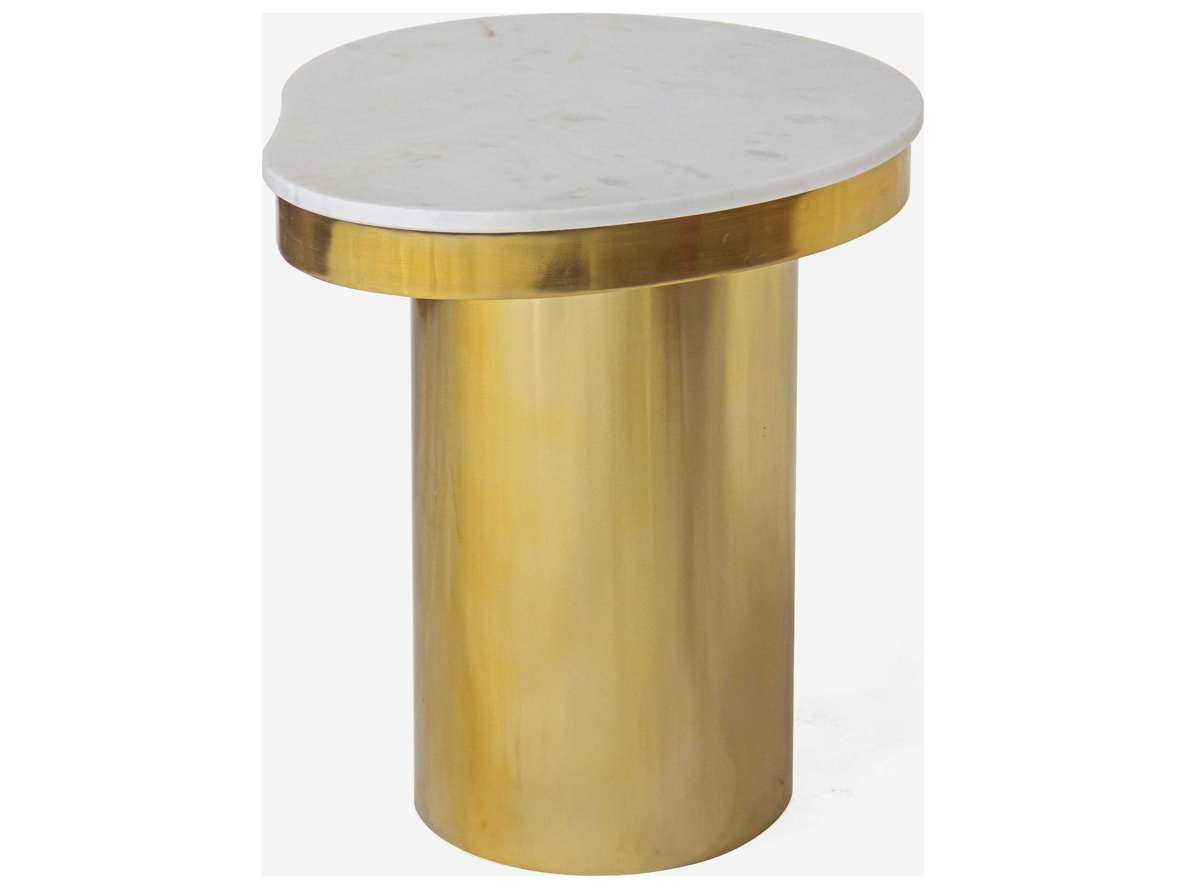 Union Home Kidney Marble Brass End Table