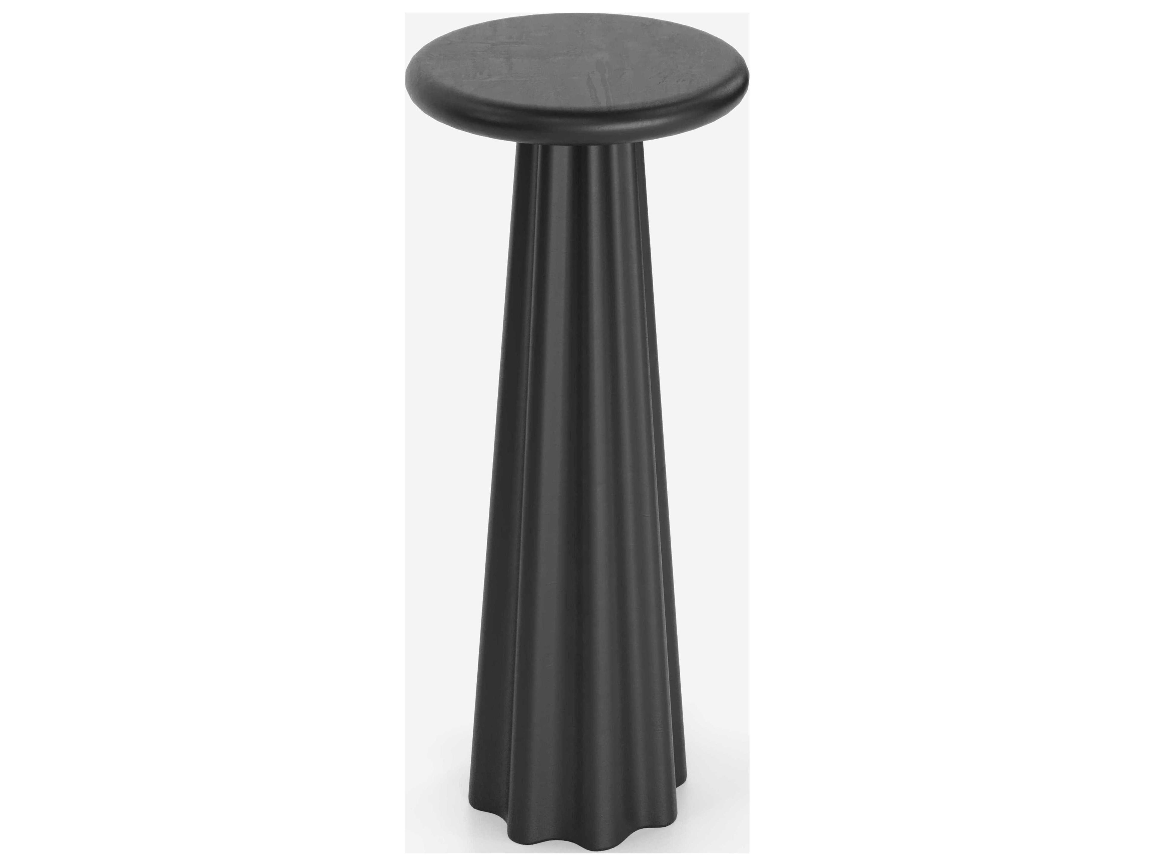 Union Home Bella Round Concrete Charcoal End Table