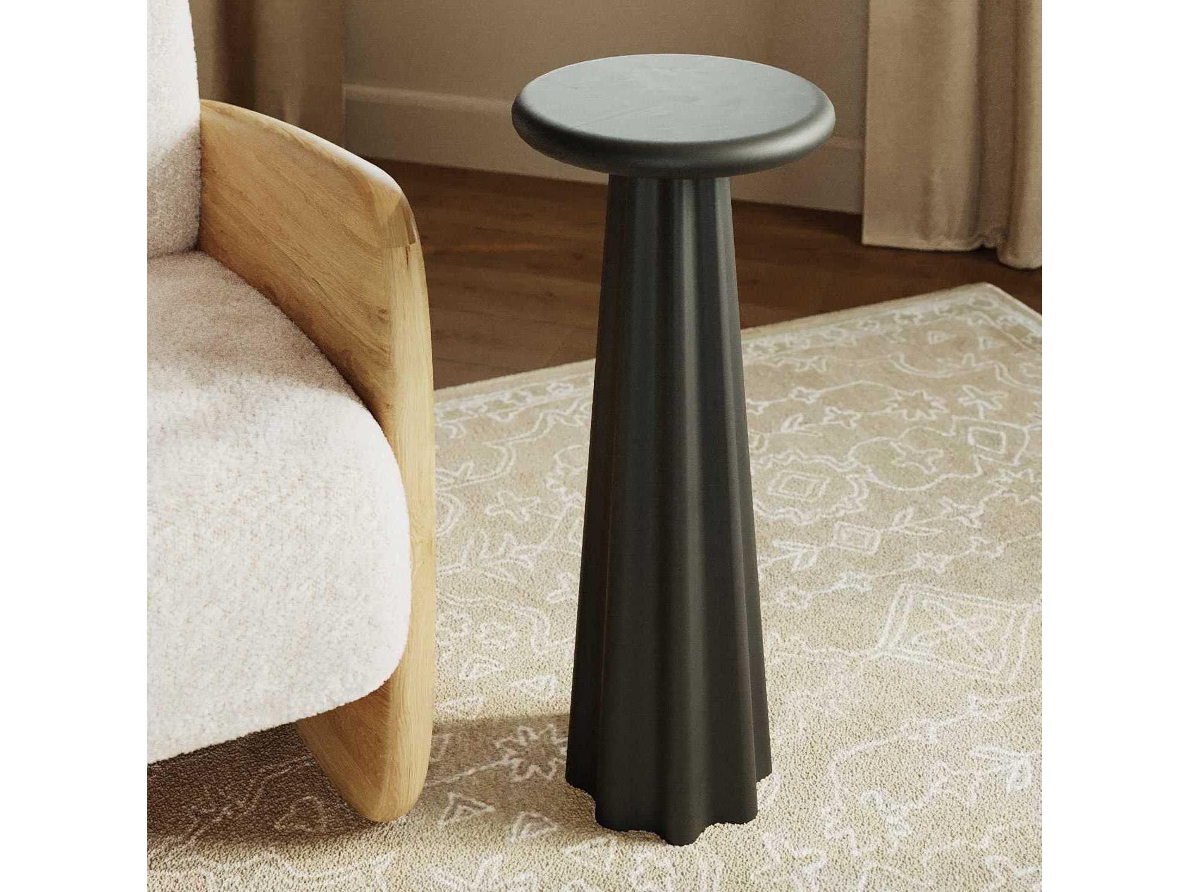 Union Home Bella Round Concrete Charcoal End Table