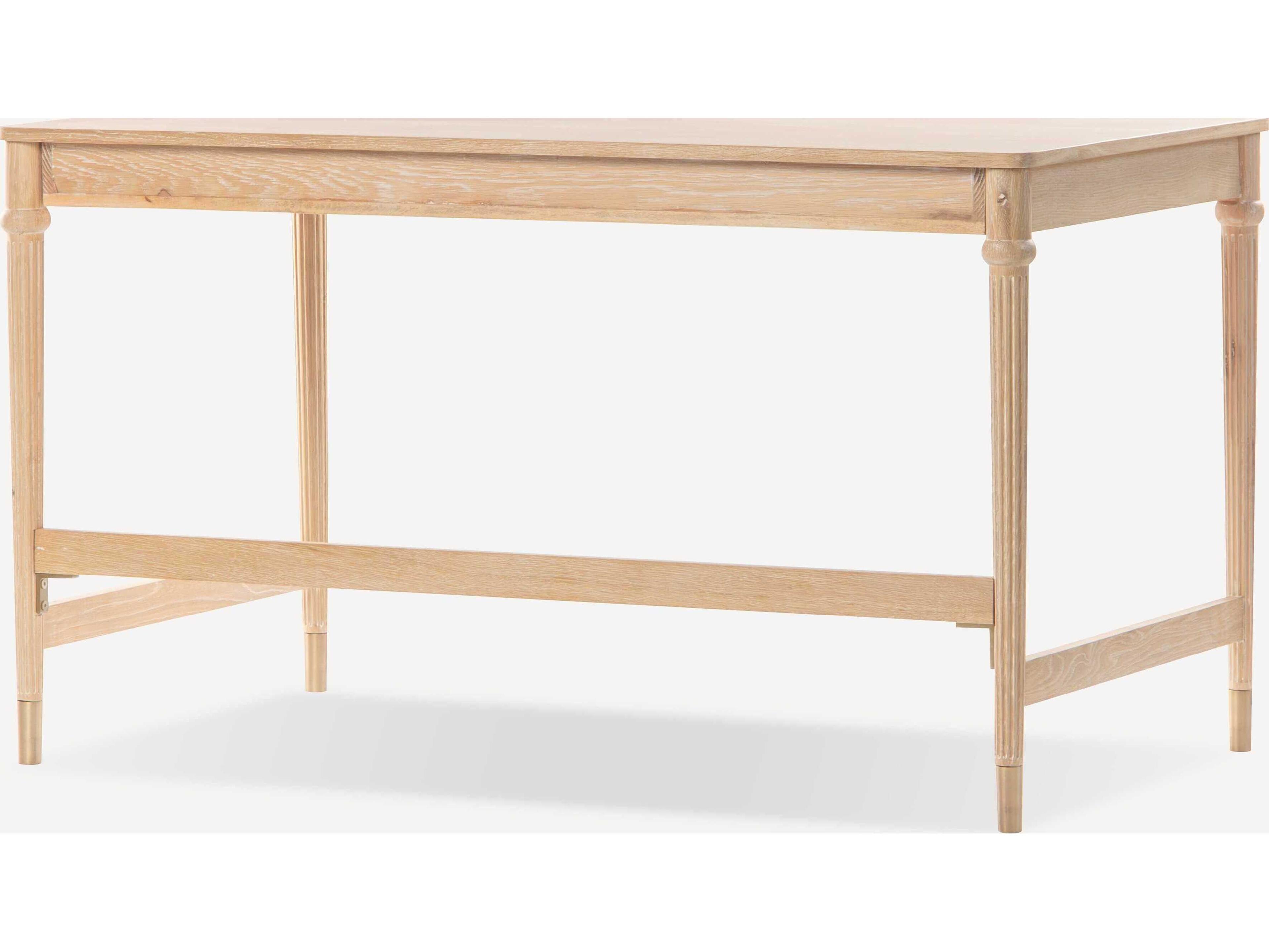 Union Home Pietro Cerused Oak Antique Brass Wood Writing Desk