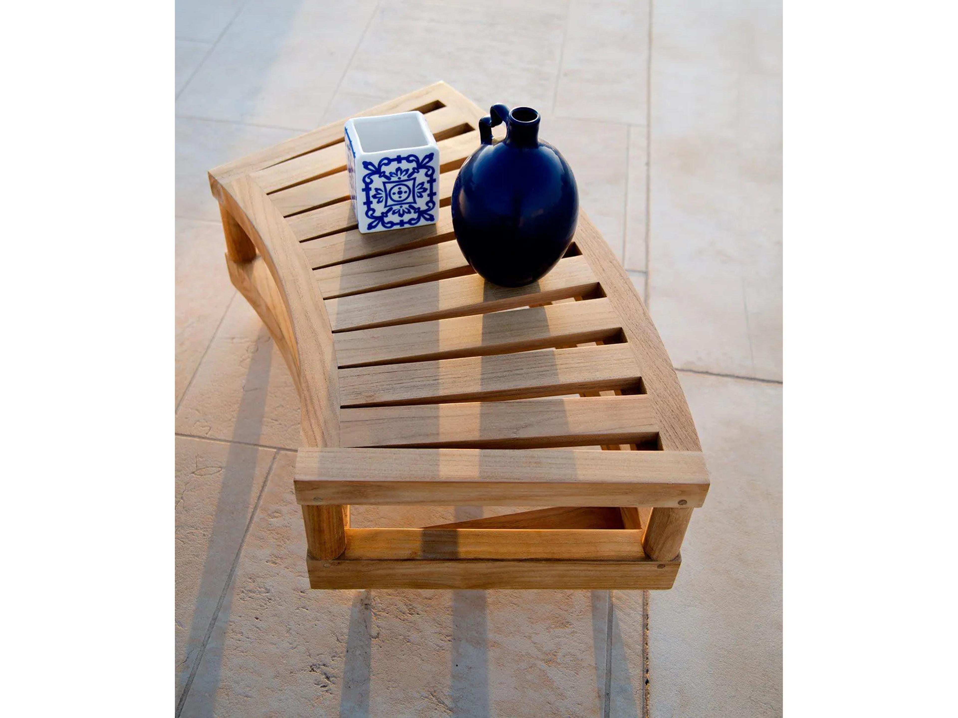 UnoPiu Pevero Teak Rectangular Island Side Table with Wheels