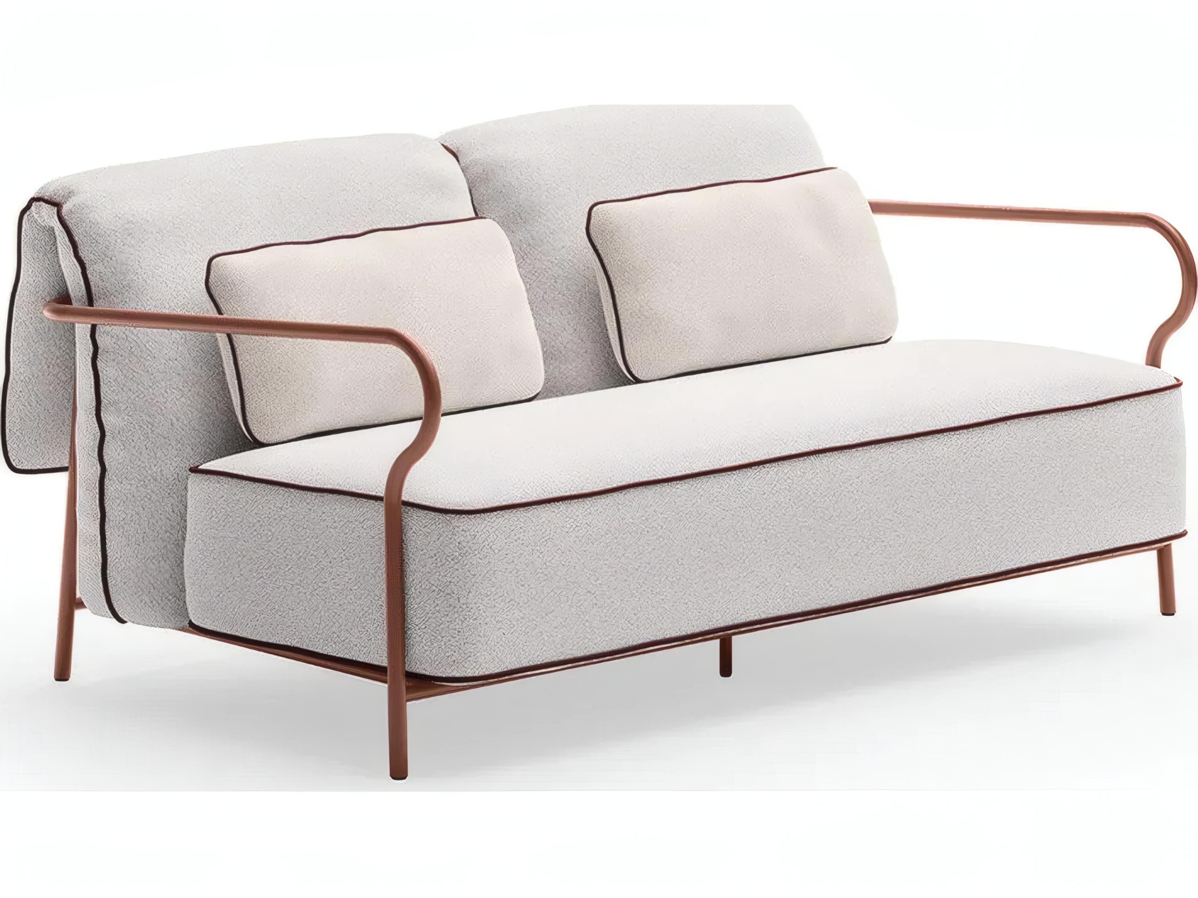 Salo Aluminum  Terracotta 2 Seat Sofa with Cushions