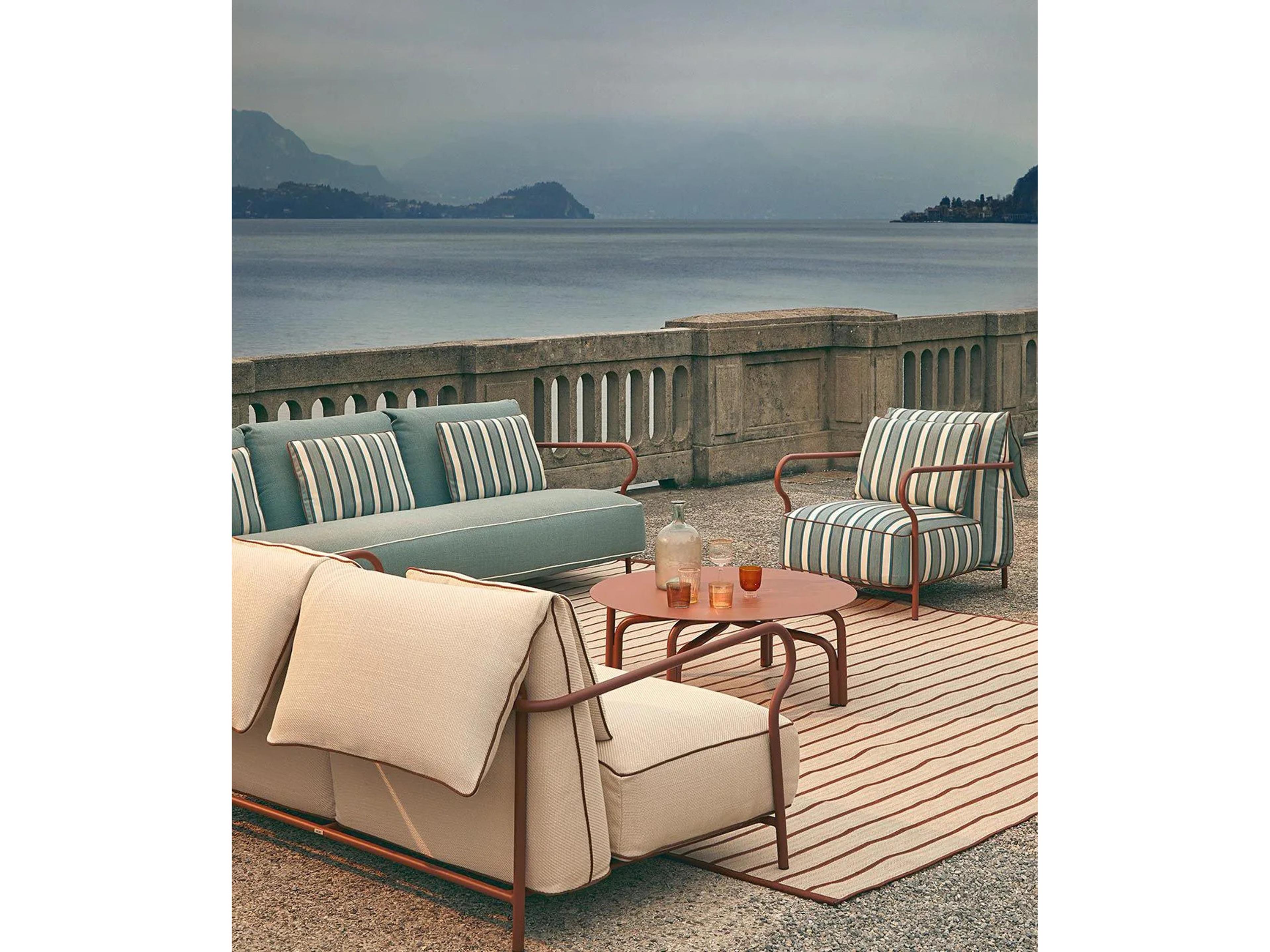 UnoPiu Salo Aluminum  Terracotta 2 Seat Sofa with Cushions