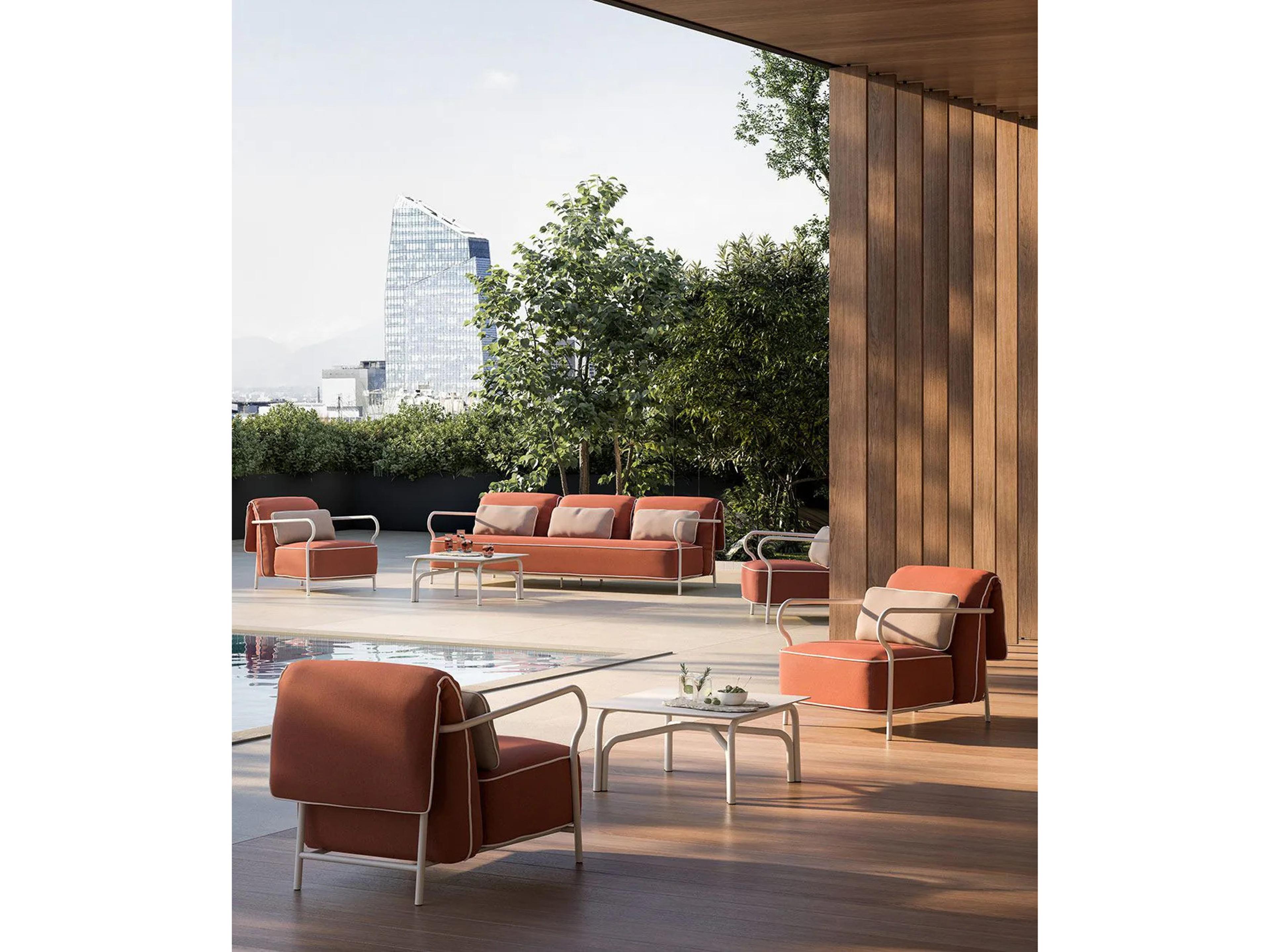 UnoPiu Salo Aluminum Terracotta Armchair with Cushions